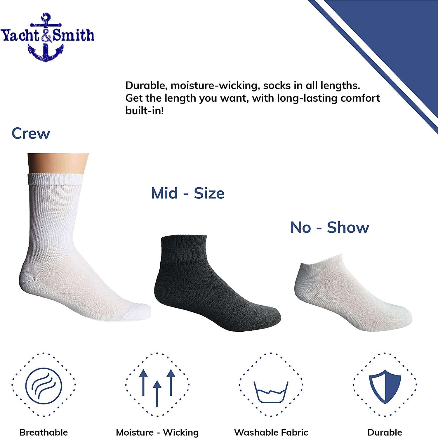 Yacht & Smith Mens Ankle Wholesale Bulk Pack Athletic Sports Socks - Picture 86 of 111