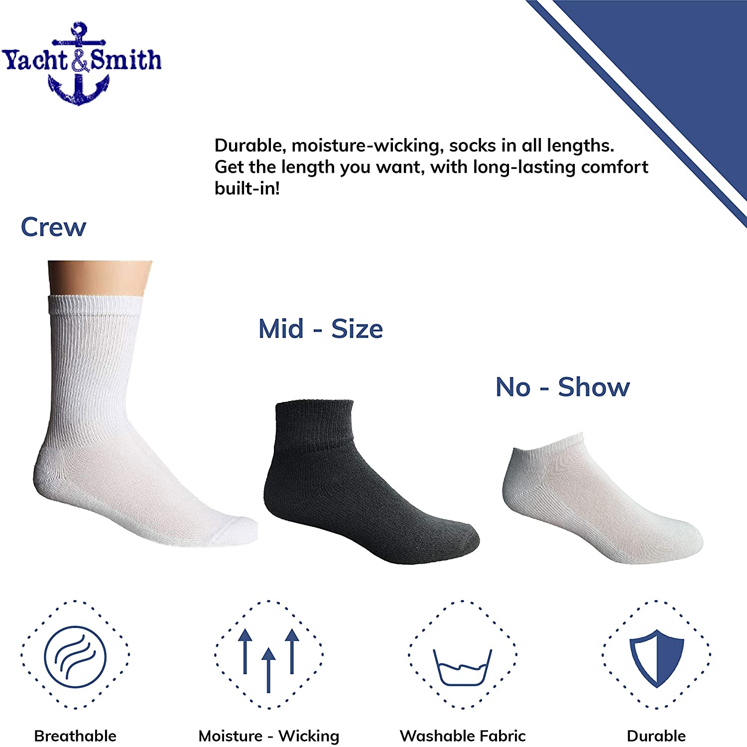 Yacht & Smith Mens Ankle Wholesale Bulk Pack Athletic Sports Socks - Picture 66 of 111