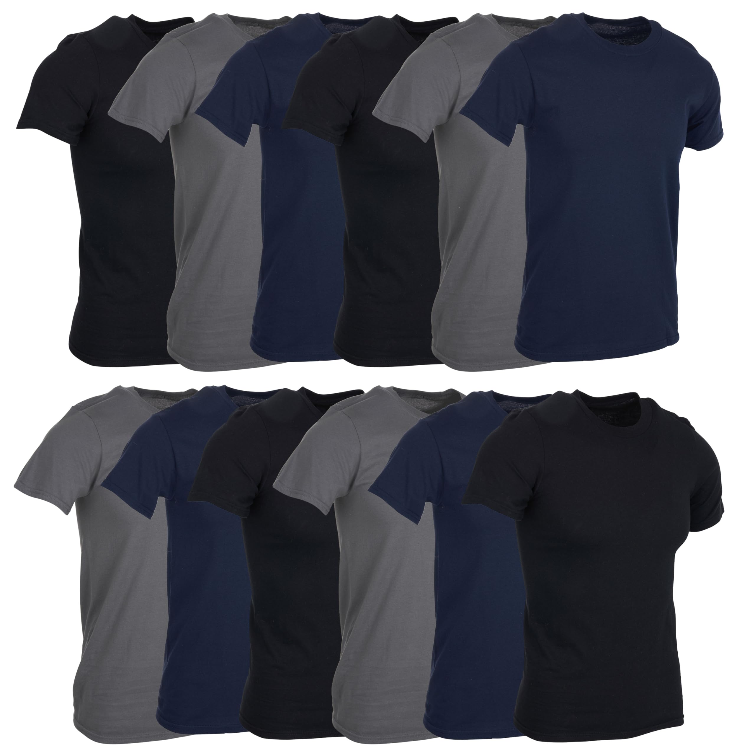 BILLIONHATS 12 Pack Men's Solid Colors Cotton T-Shirts Short Sleeve Lightweight - Picture 61 of 77