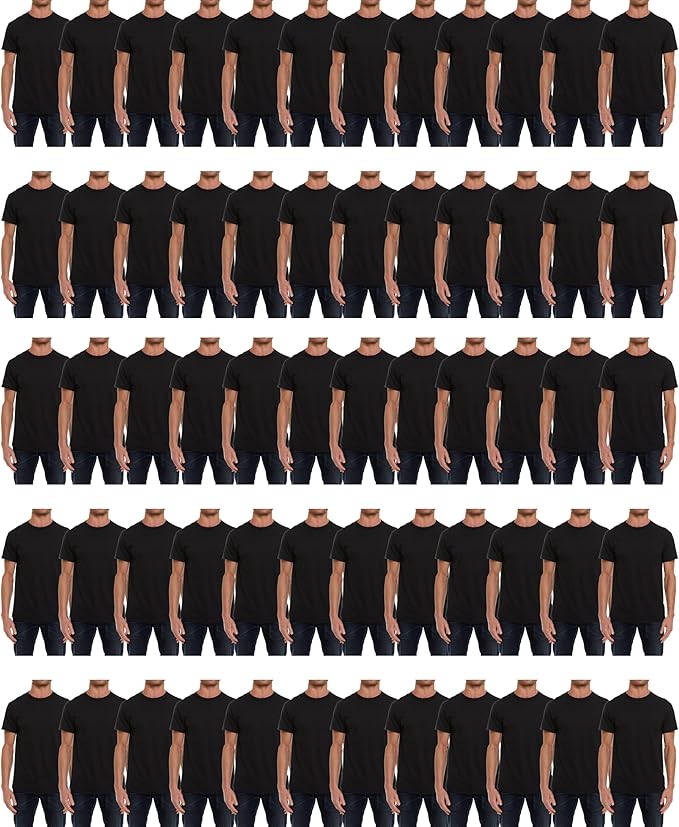 60 Pack Men's Cotton Crewneck T-Shirts Bulk Wholesale Assorted Multipack Tees - Picture 7 of 19