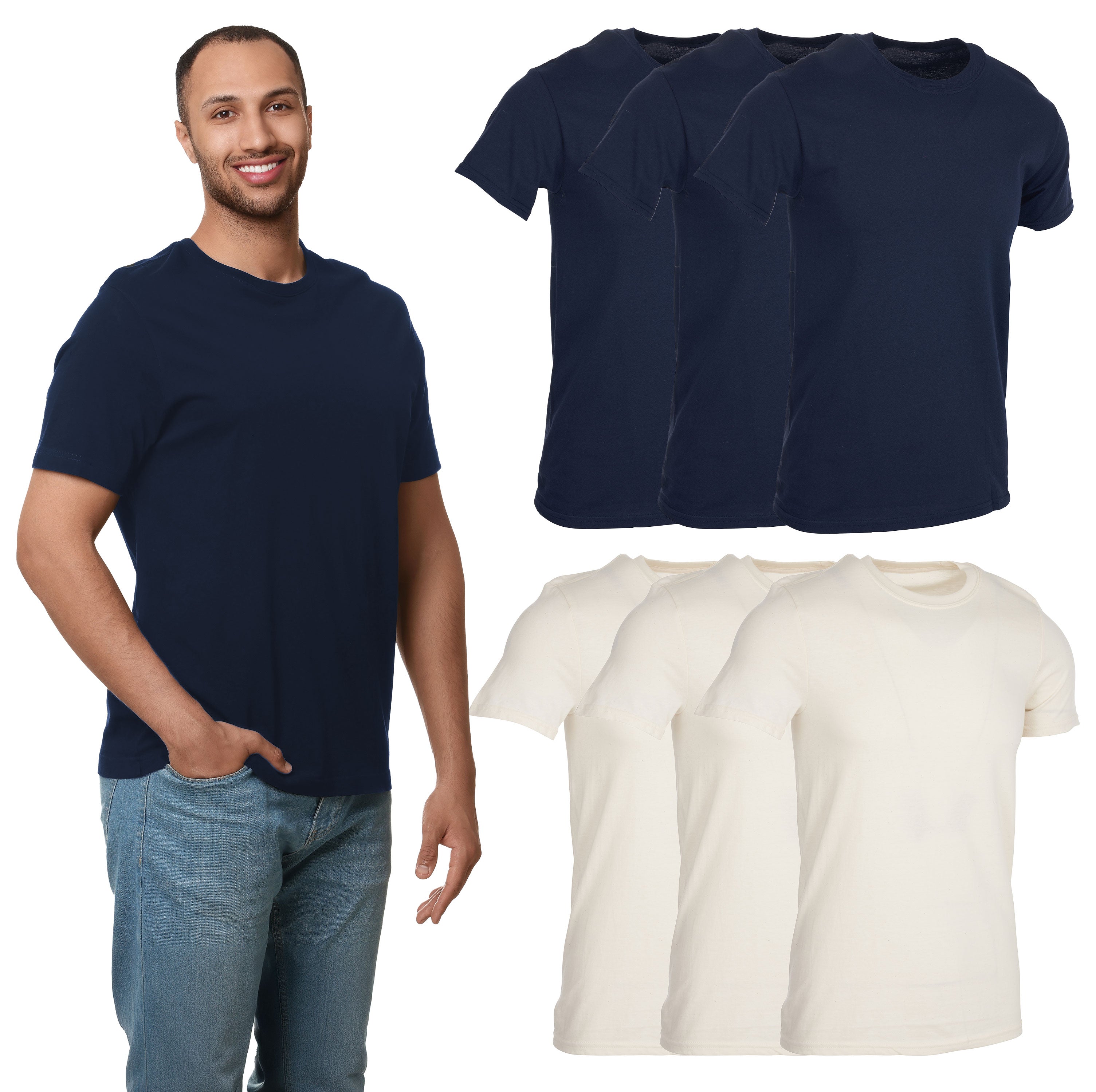 BILLIONHATS 6er Pack Herren T-Shirts Unifarben Baumwolle Kurzarm Leicht - Bild 23 von 24