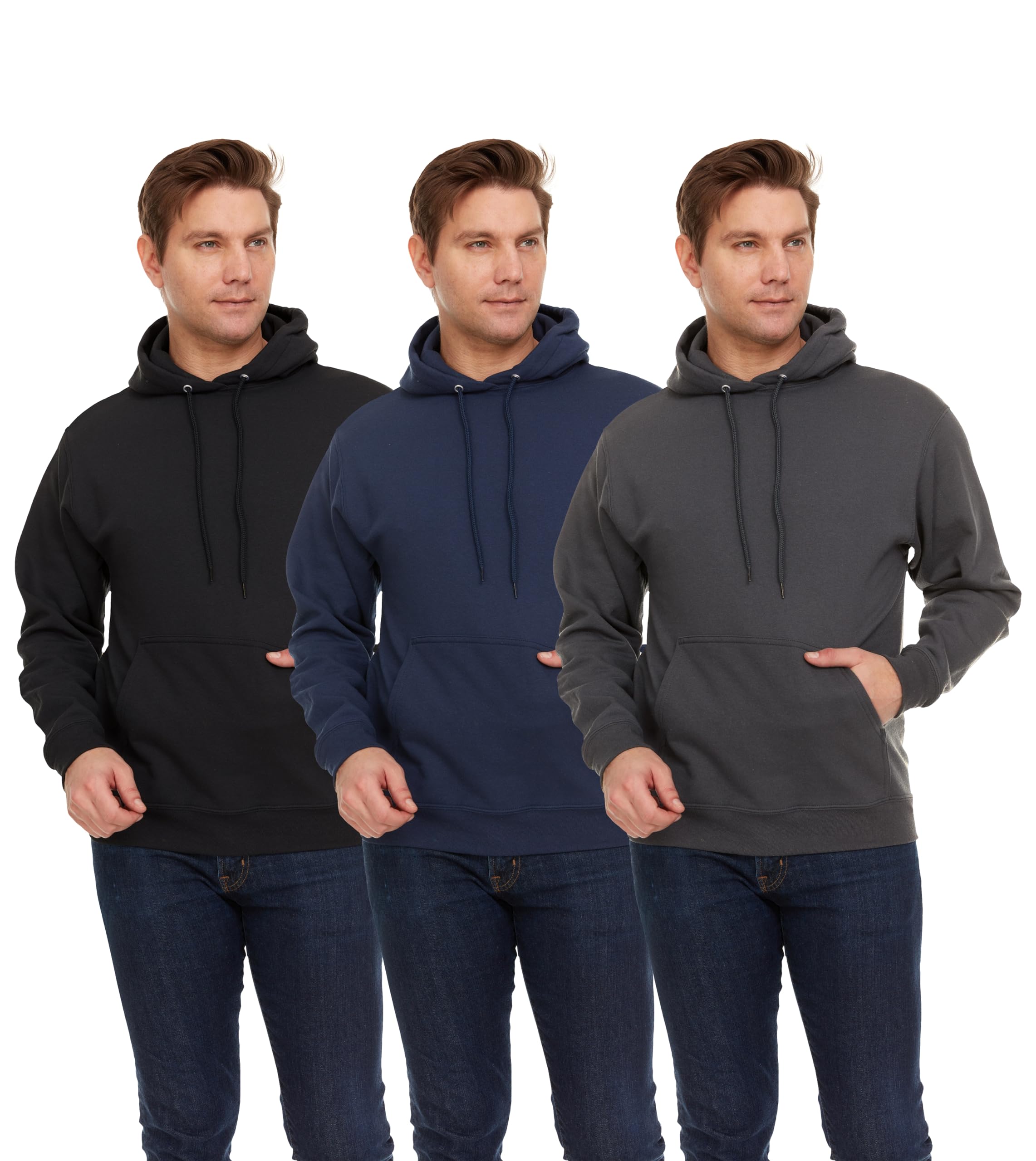 BILLIONHATS 3 Pack Of Mens Hoodie Sweatshirts, Cotton Blend in Bulk Adult Hoodie - Picture 4 of 51