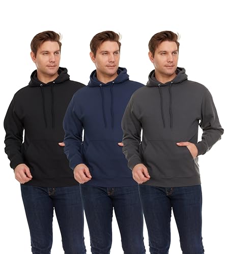 BILLIONHATS 3 Pack Mens Hoodie Sweatshirts, Cotton Blend, Bulk Adults Hoodies - Picture 30 of 30
