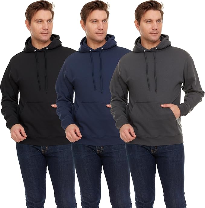 BILLIONHATS 3 Pack Mens Hoodie Sweatshirts, Cotton Blend, Bulk Adults Hoodies - Picture 23 of 30