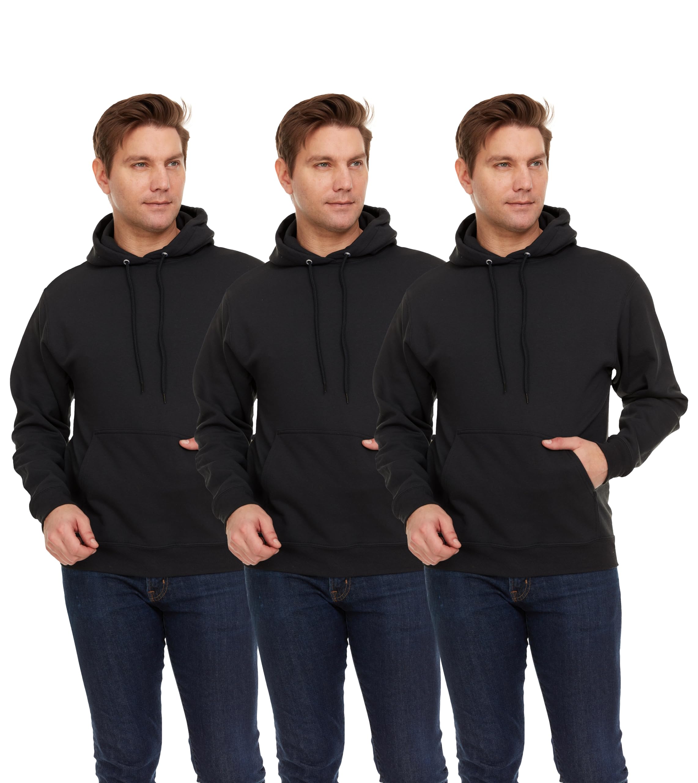BILLIONHATS 3 Pack Of Mens Hoodie Sweatshirts, Cotton Blend in Bulk Adult Hoodie - Picture 11 of 51