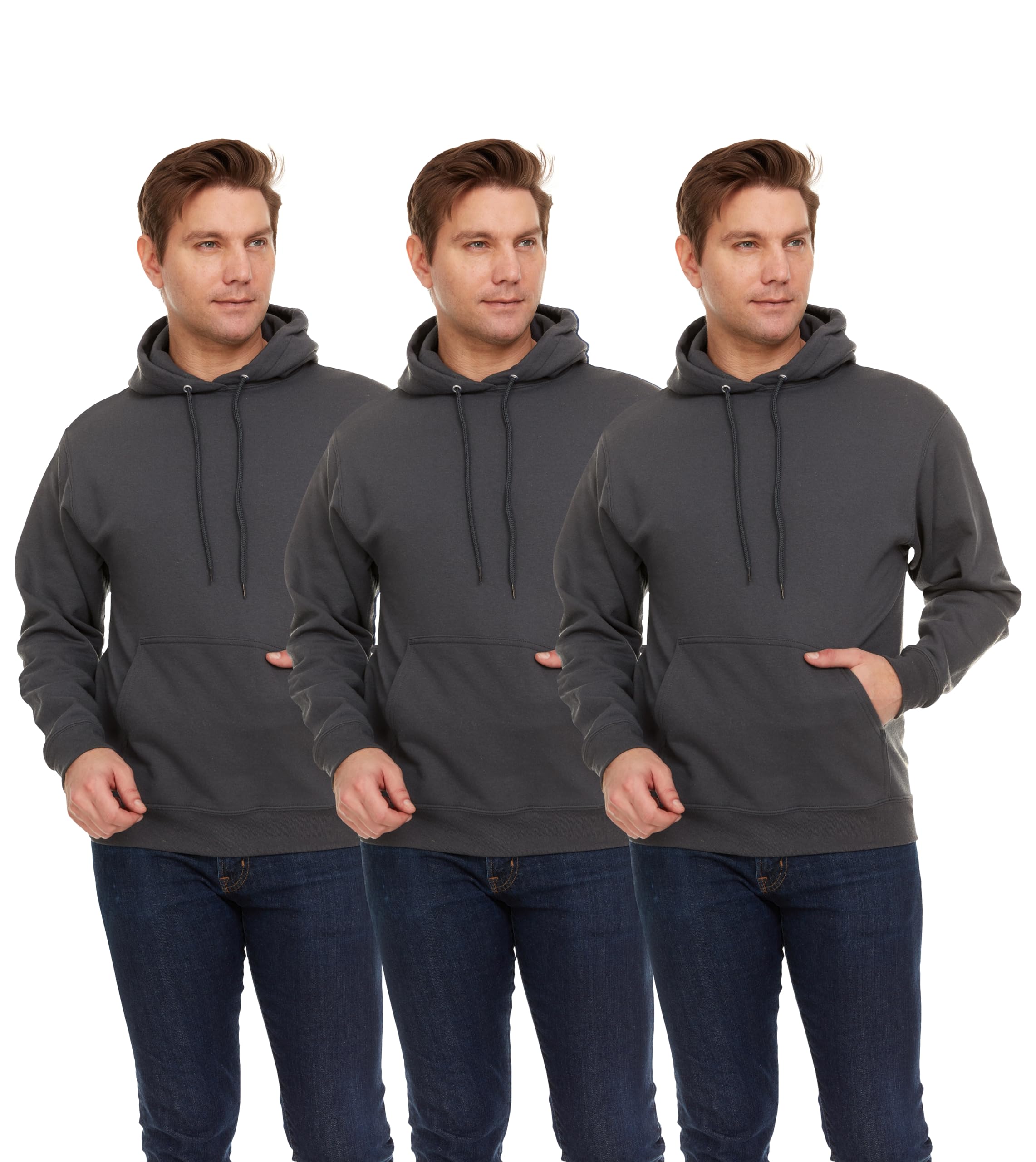 BILLIONHATS 3 Pack Of Mens Hoodie Sweatshirts, Cotton Blend in Bulk Adult Hoodie - Picture 25 of 51