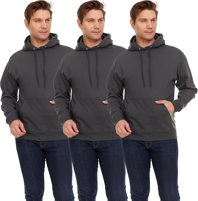 BILLIONHATS 3 Pack Mens Hoodie Sweatshirts, Cotton Blend, Bulk Adults Hoodies - Picture 9 of 30