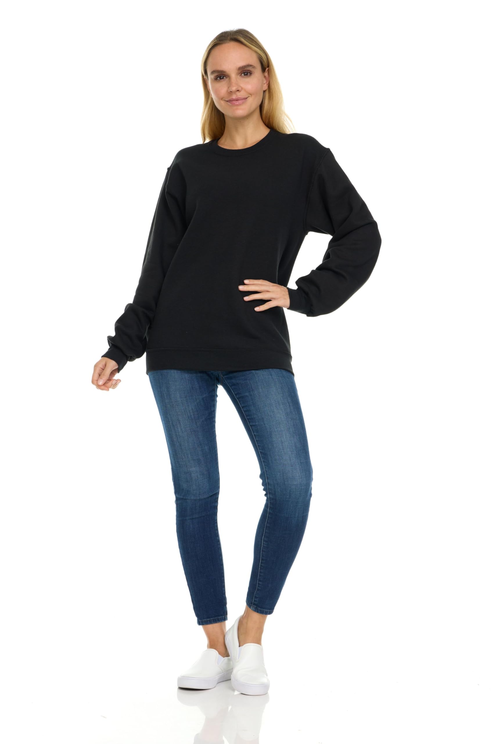 BILLIONHATS 3 Pack Bulk Wholesale Womens Oversized Crew Neck Fleece Sweatshirt - Picture 25 of 30
