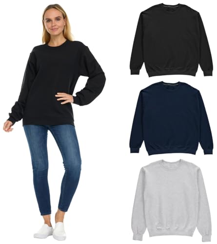 BILLIONHATS 3 Pack Bulk Wholesale Womens Oversized Crew Neck Fleece Sweatshirt - Picture 23 of 30
