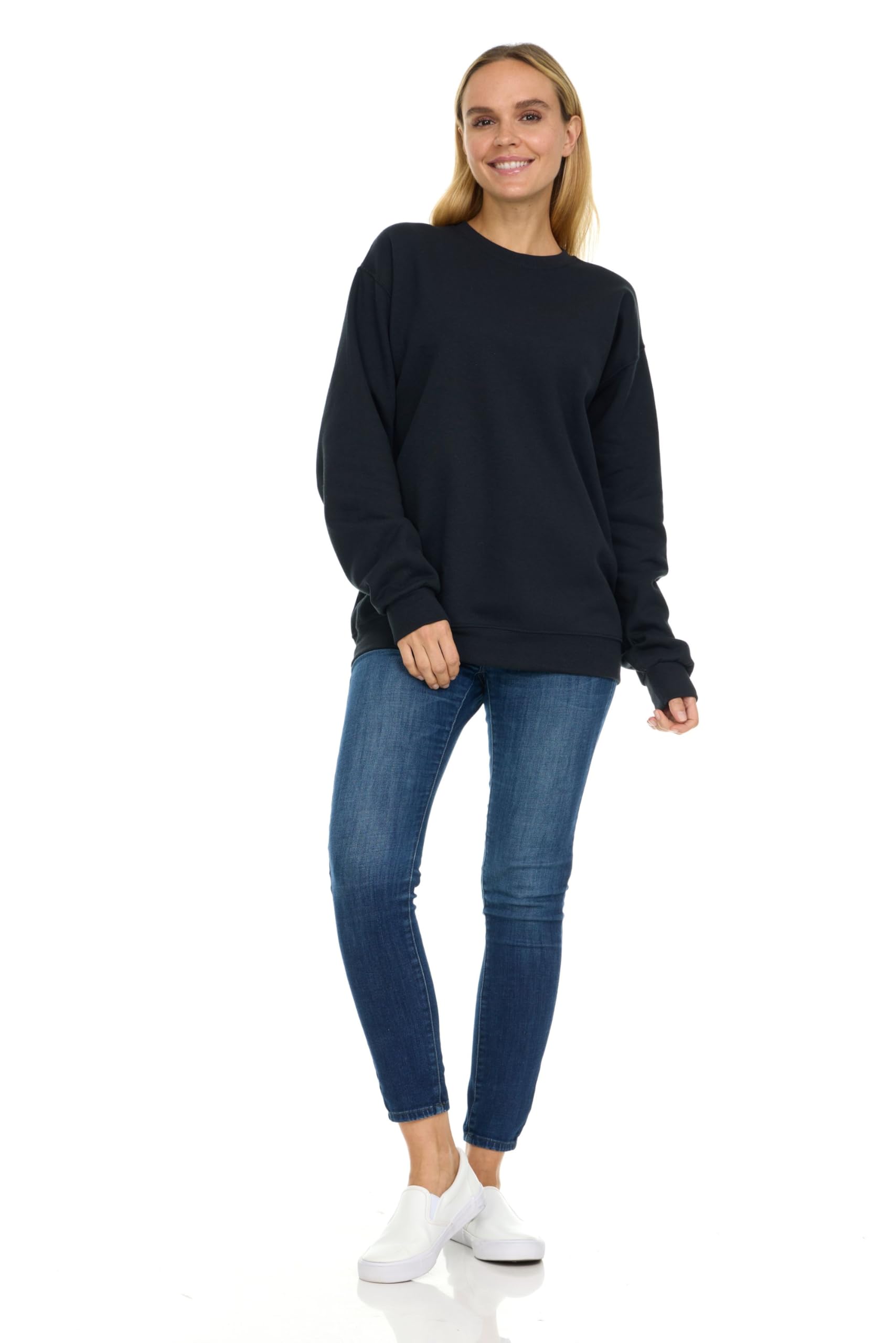 BILLIONHATS 3 Pack Bulk Wholesale Womens Oversized Crew Neck Fleece Sweatshirt - Picture 10 of 30