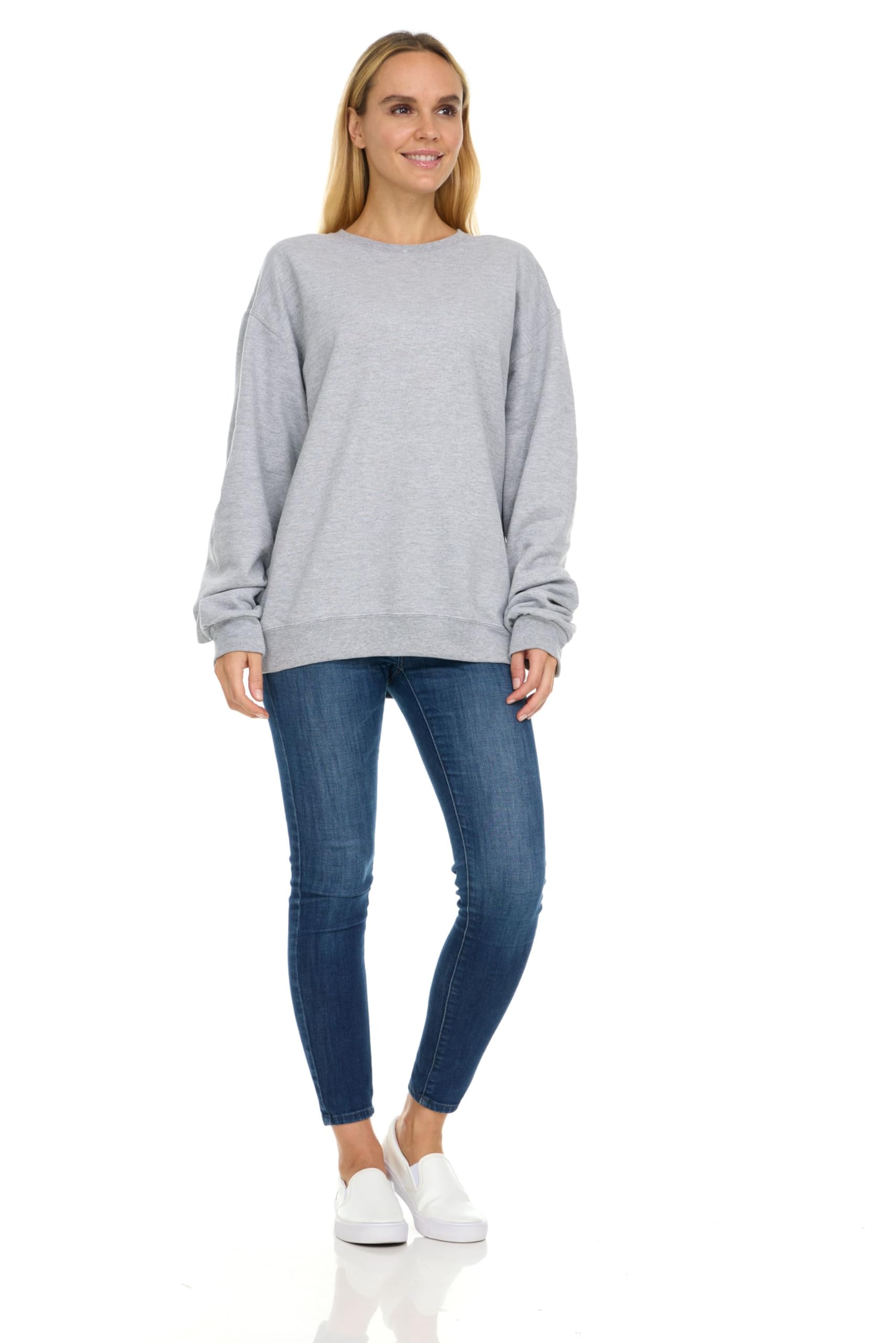 BILLIONHATS 3 Pack Bulk Wholesale Womens Oversized Crew Neck Fleece Sweatshirt - Picture 4 of 30