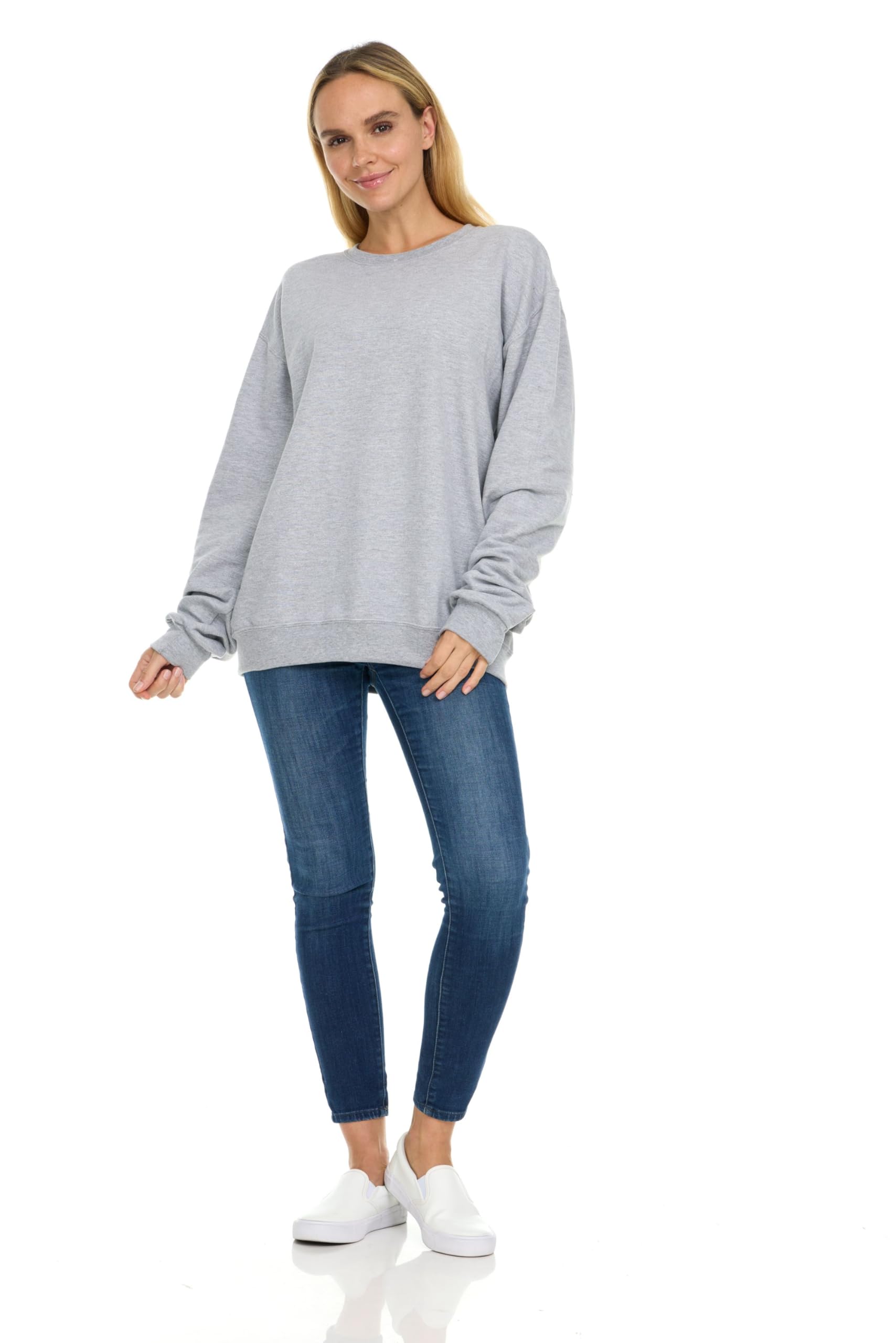 BILLIONHATS 3 Pack Bulk Wholesale Womens Oversized Crew Neck Fleece Sweatshirt - Picture 3 of 30