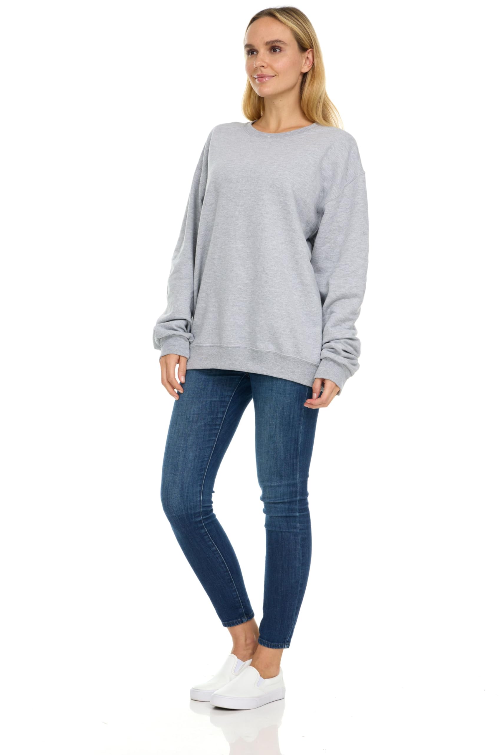 BILLIONHATS 3 Pack Bulk Wholesale Womens Oversized Crew Neck Fleece Sweatshirt - Picture 6 of 30