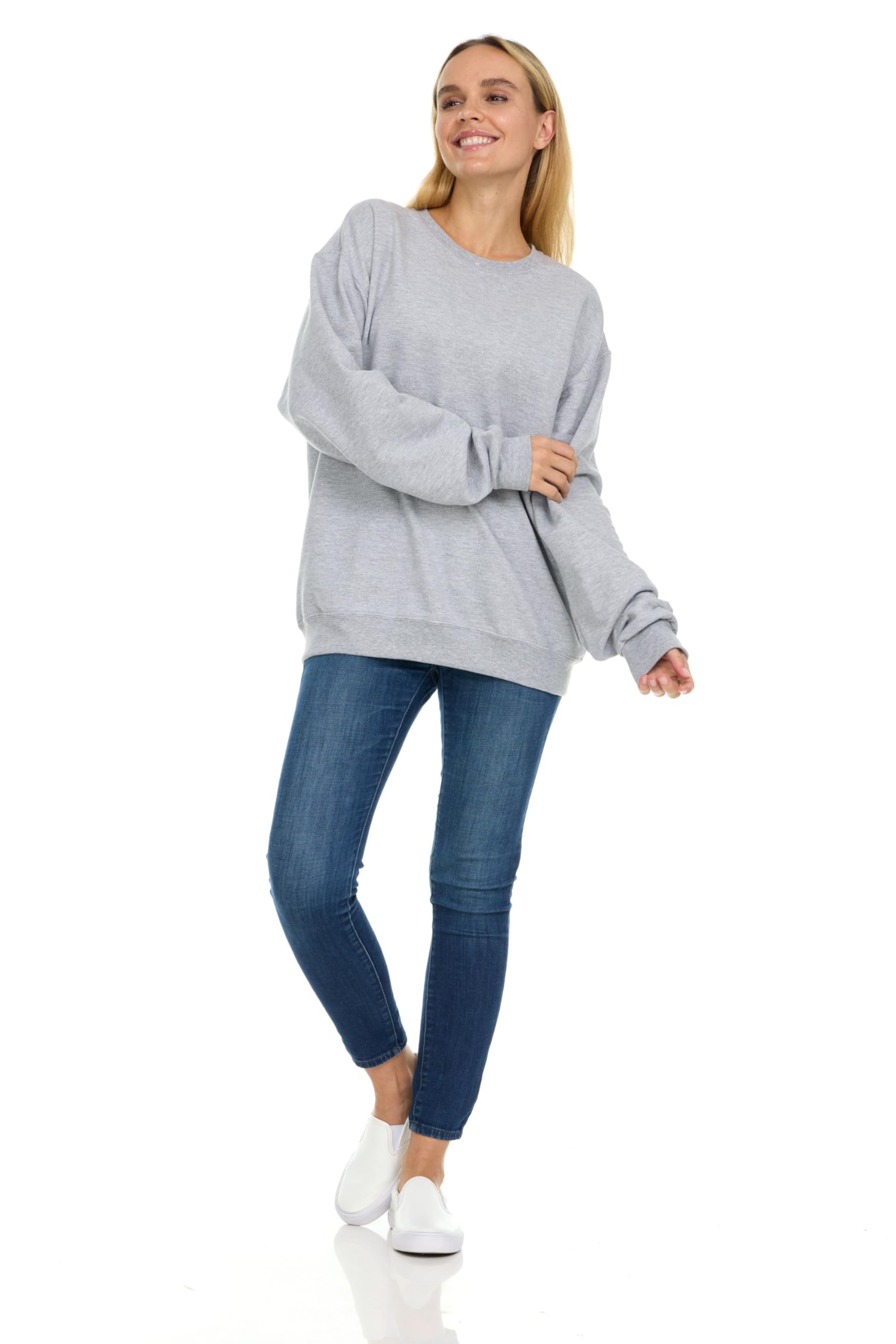 BILLIONHATS 3 Pack Bulk Wholesale Womens Oversized Crew Neck Fleece Sweatshirt - Picture 5 of 30