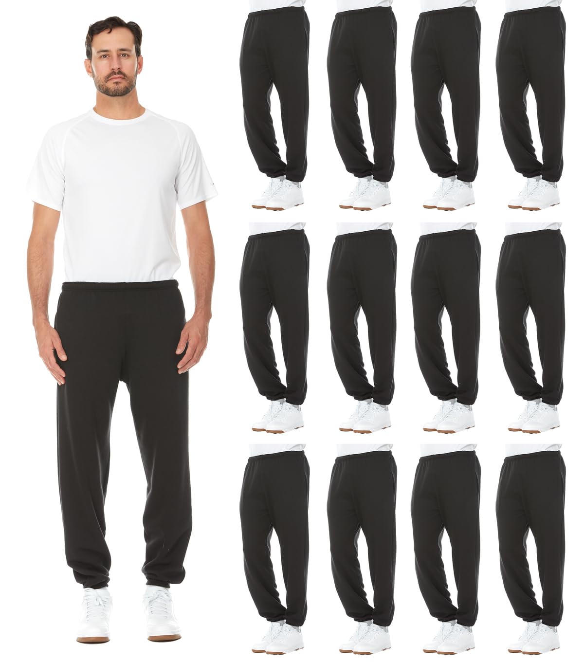 BILLIONHATS 12 Pack of Wholesale Mens Jogger Sweatpants, Bulk Joggers for Men - Picture 23 of 33
