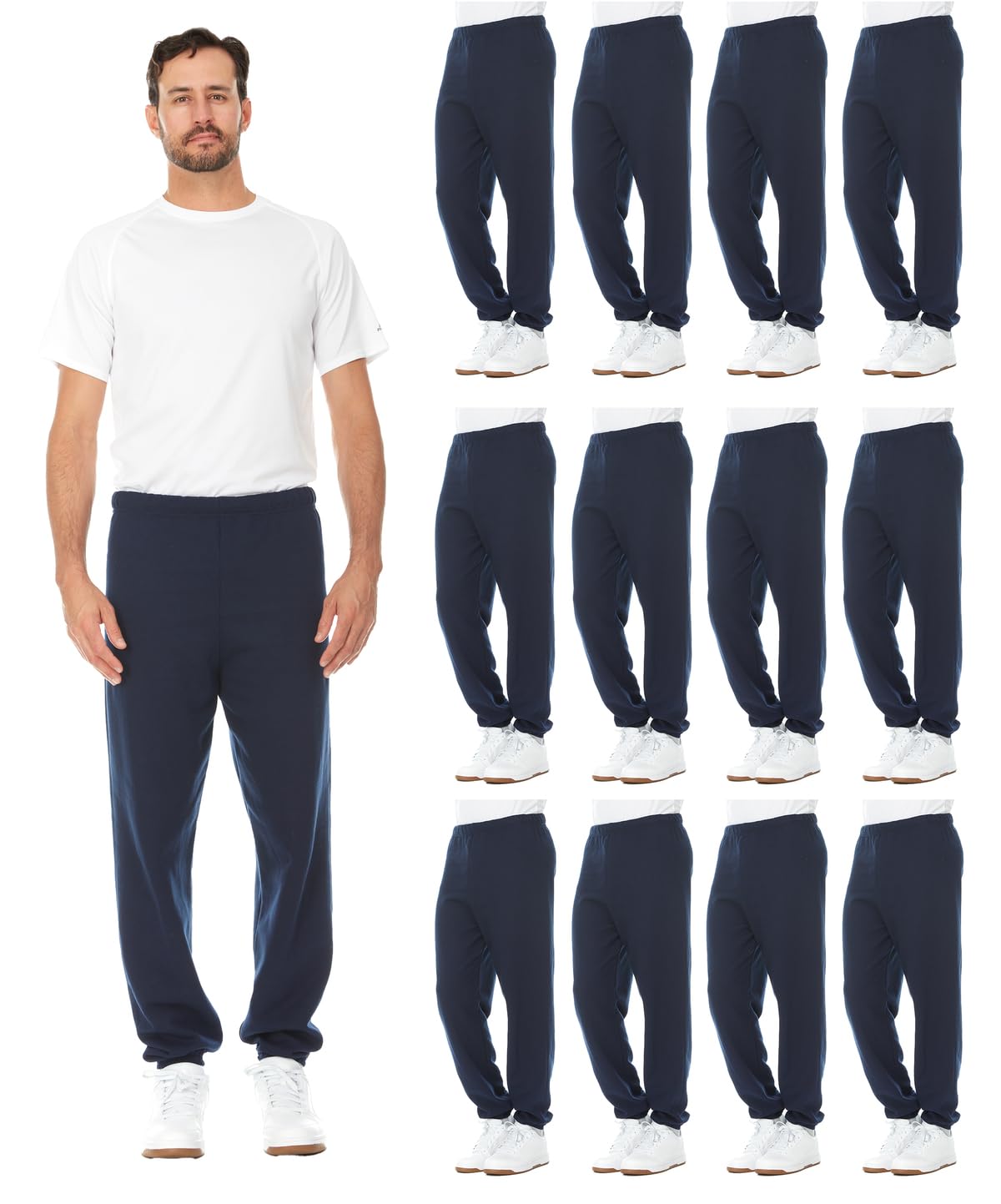 BILLIONHATS 12 Pack of Wholesale Mens Jogger Sweatpants in Comfy Bulk Joggers - Picture 21 of 38