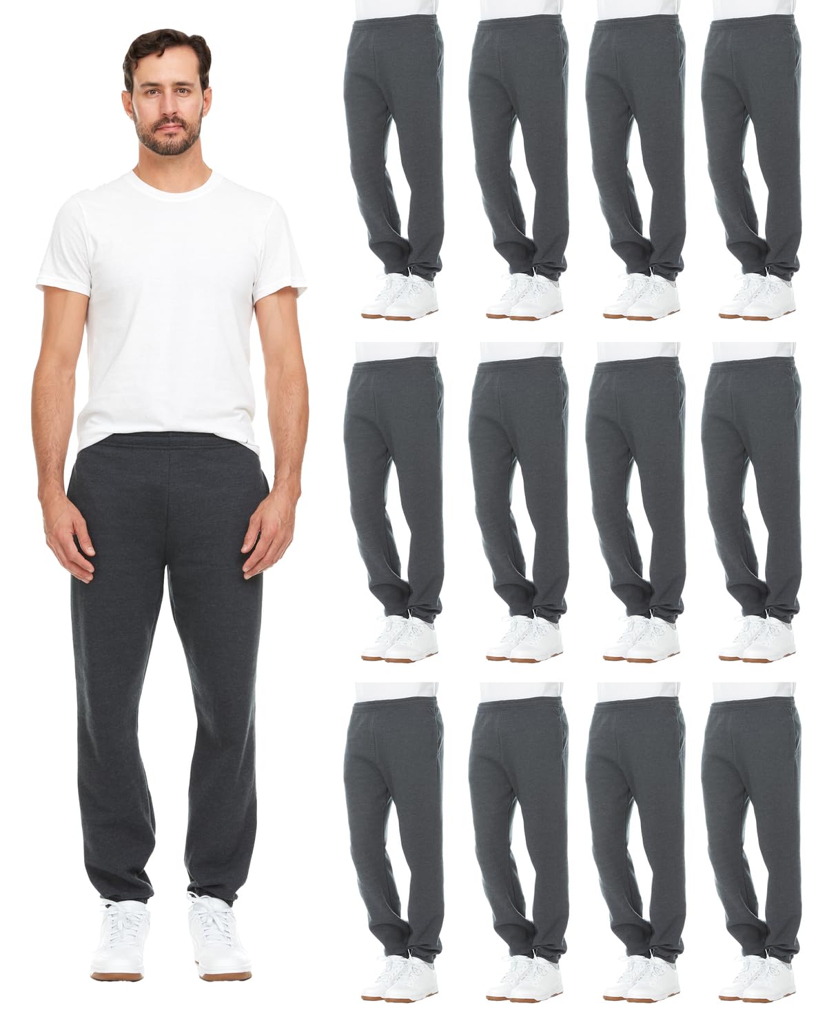 BILLIONHATS 12 Pack of Wholesale Mens Jogger Sweatpants, Bulk Joggers for Men - Picture 32 of 33