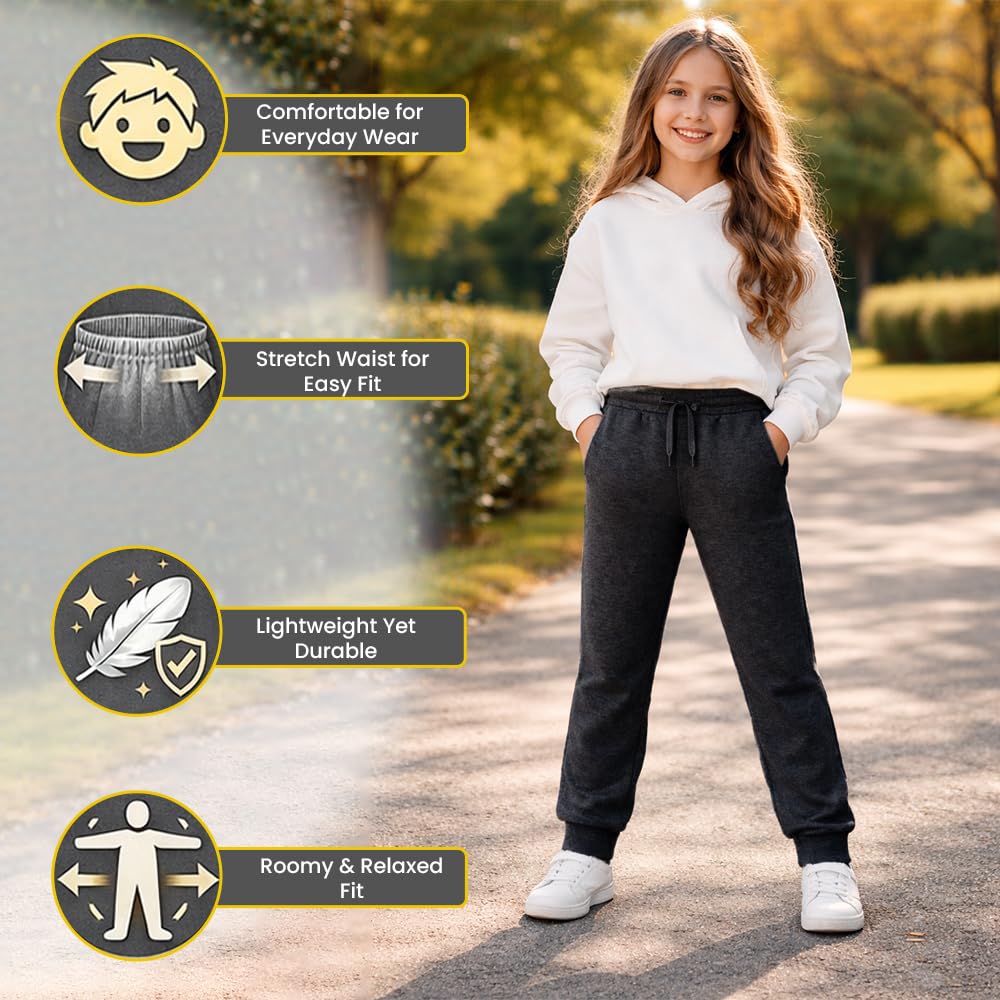 Yacht & Smith 3 Pack Boys Jogger Bulk Sweatpants, Comfy Lounge Joggers for Kids - Produktbild 3