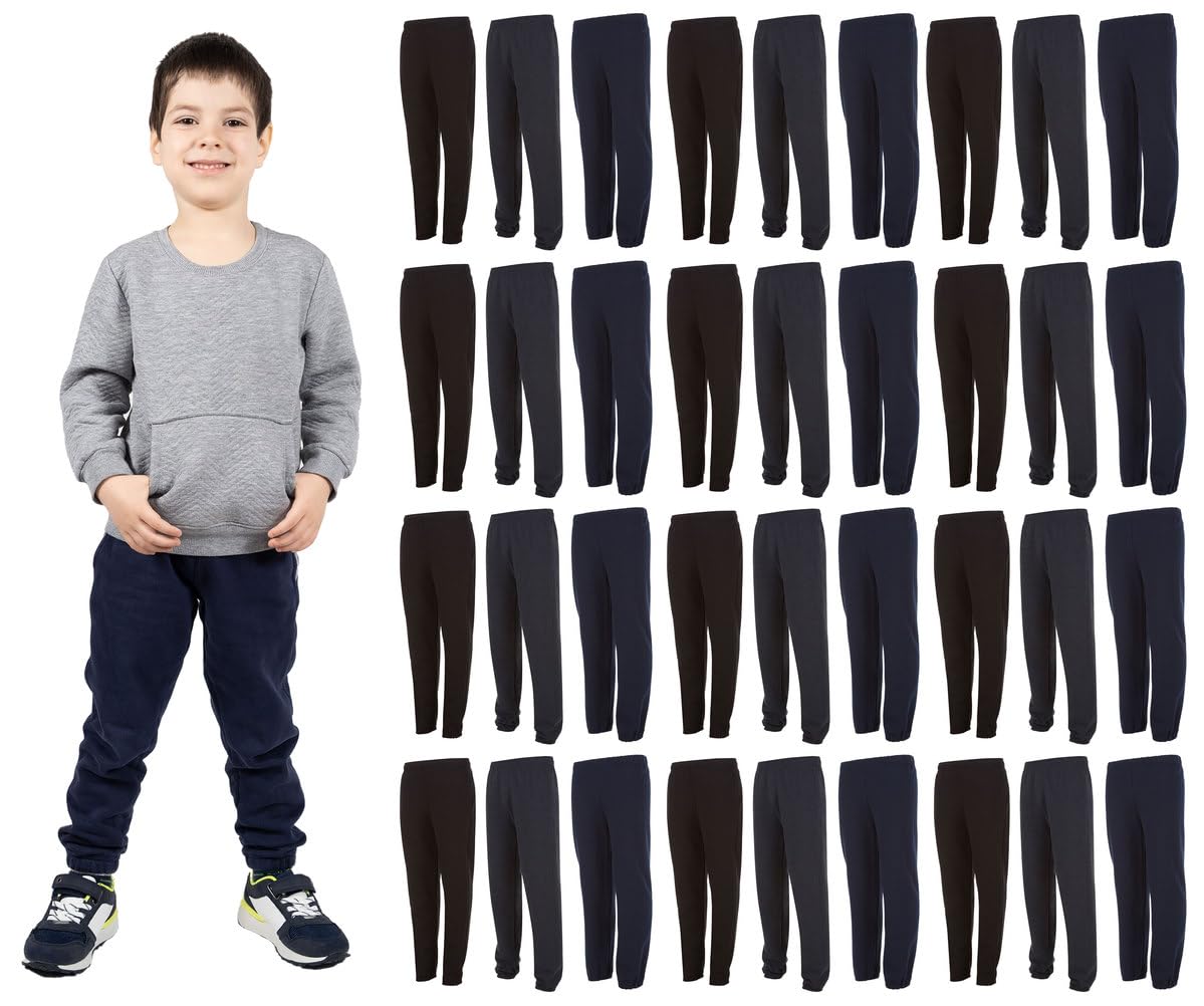 Yacht & Smith 36 Pack Kids Jogger Bulk Sweatpants, Comfy Lounge Joggers for Kids - Picture 18 of 24
