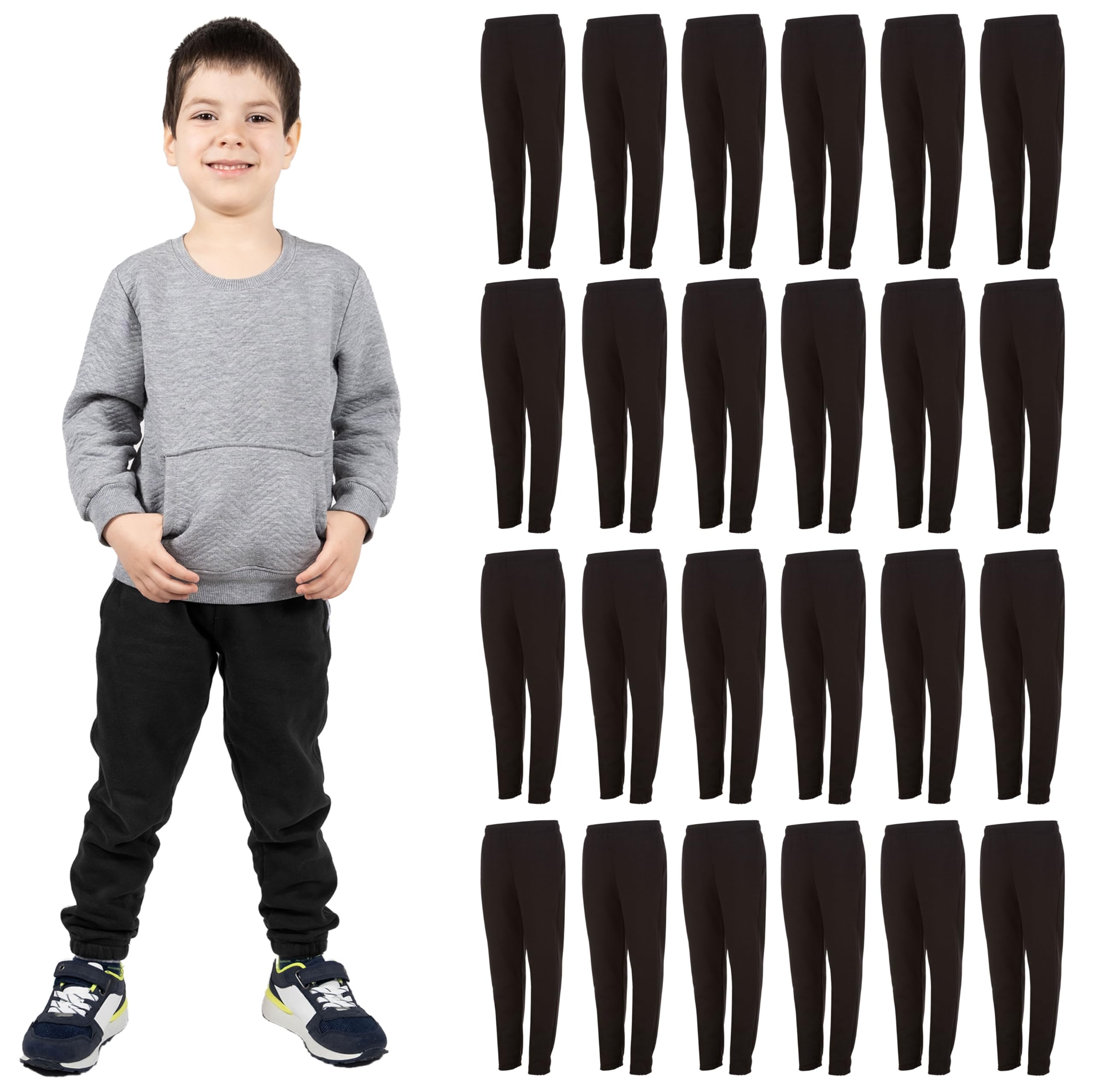 Yacht & Smith 24 Pack of Boys Jogger Bulk Sweatpants, Comfy Lounge Joggers - Picture 19 of 30