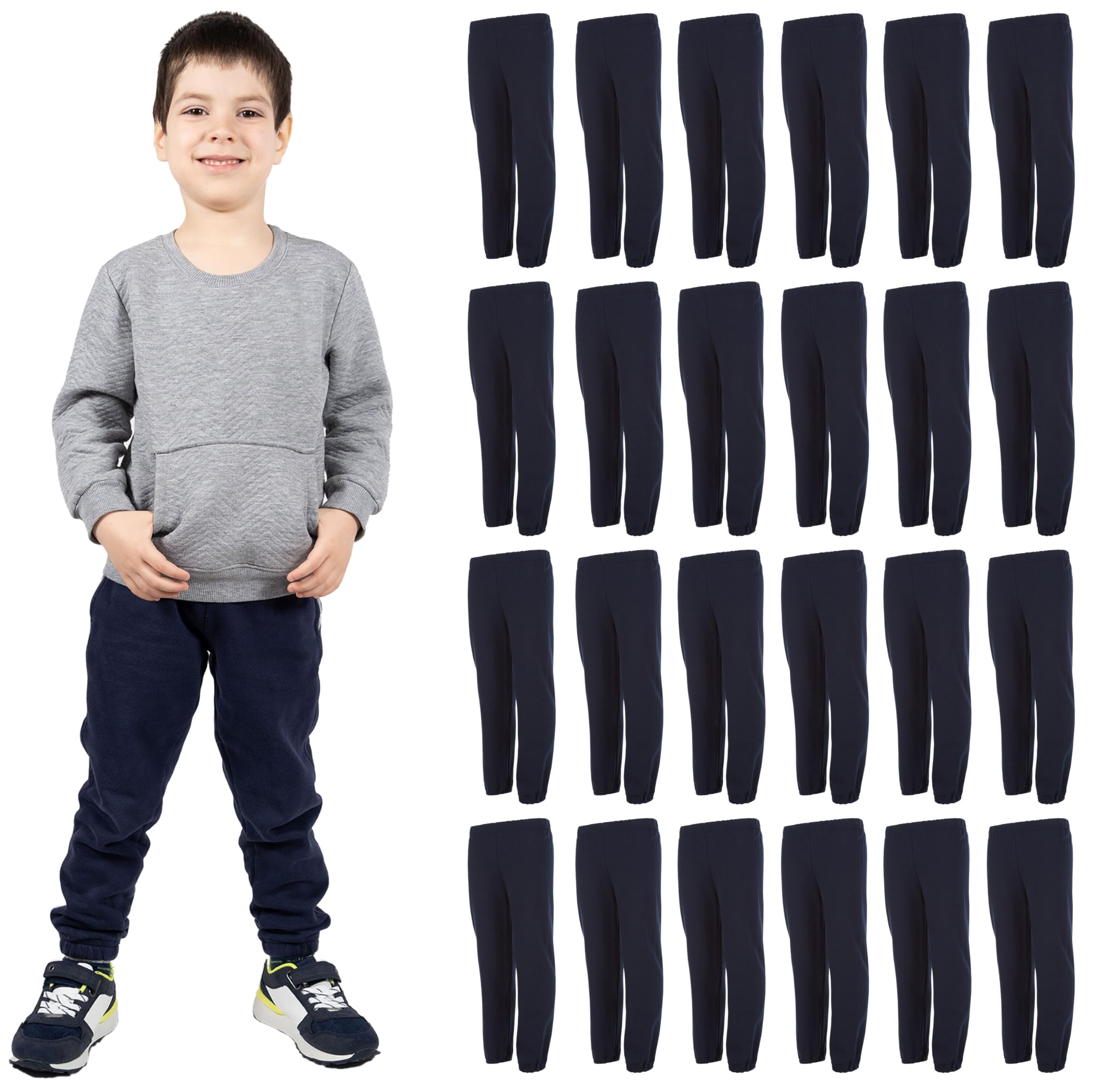 Yacht & Smith 24 Pack of Boys Jogger Bulk Sweatpants, Comfy Lounge Joggers - Picture 14 of 30