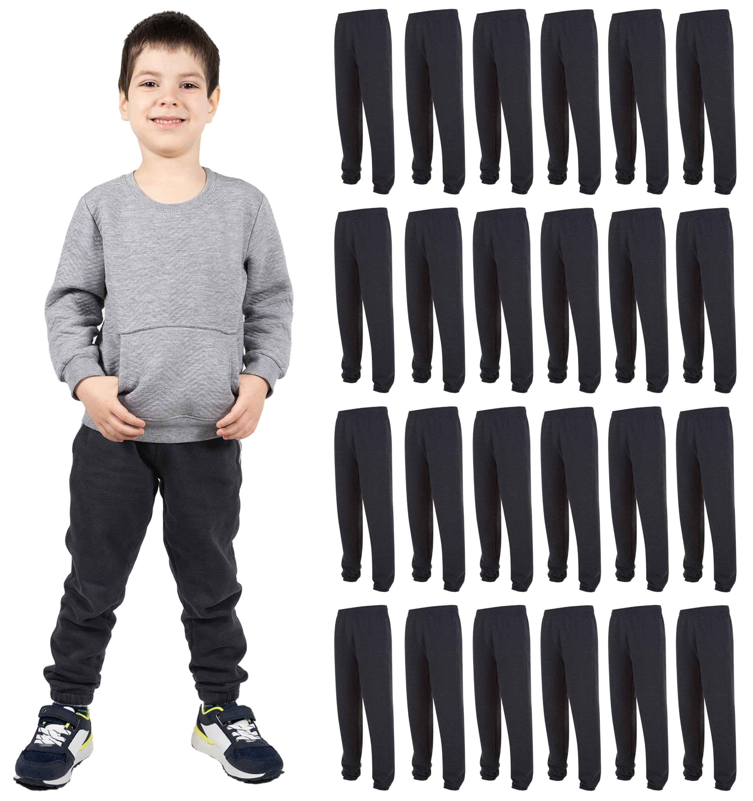 Yacht & Smith 24 Pack of Boys Jogger Bulk Sweatpants, Comfy Lounge Joggers - Picture 9 of 30