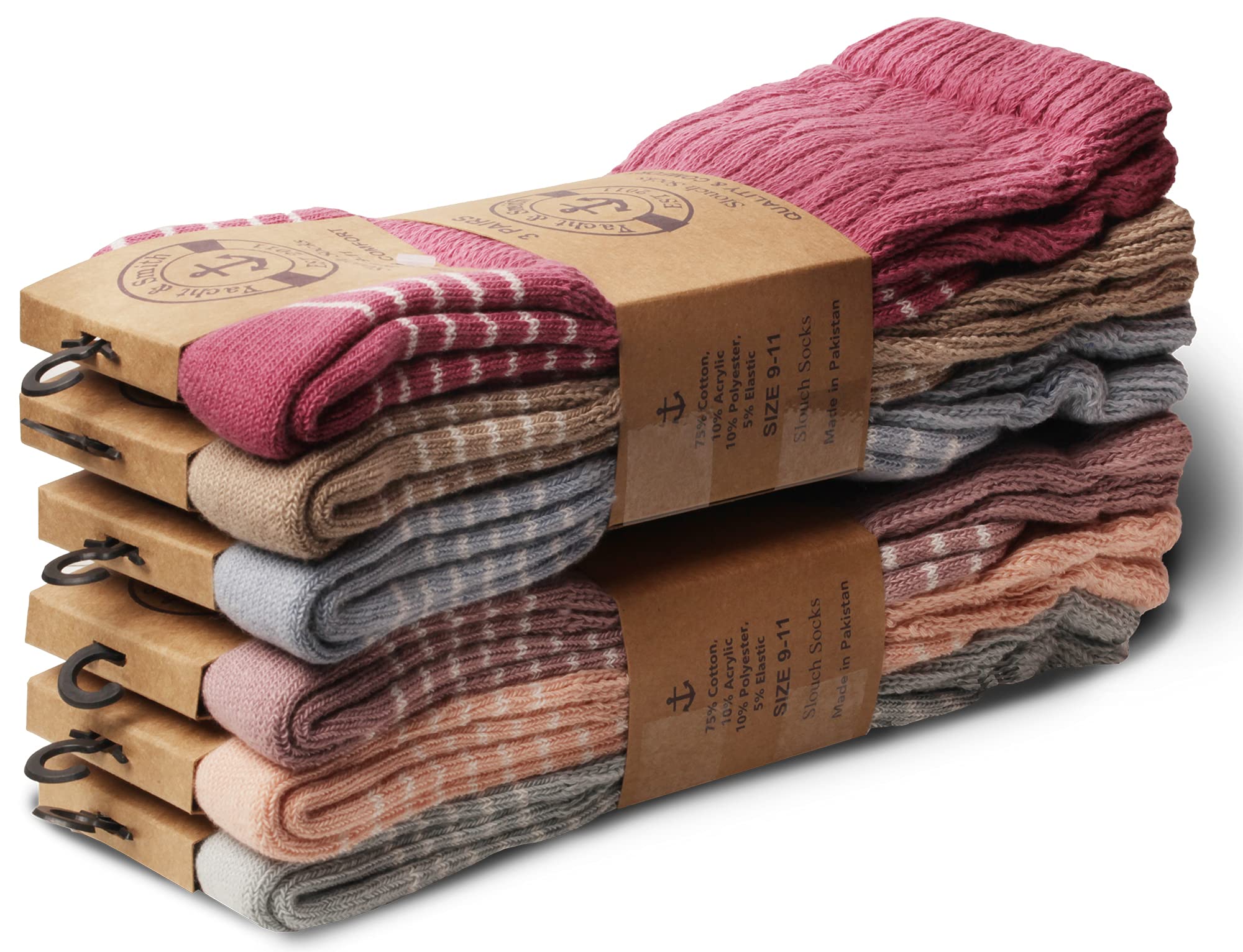 12 Pack Yacht & Smith Womens Cotton Slouch Socks, Knee High Boot Socks - Picture 31 of 52