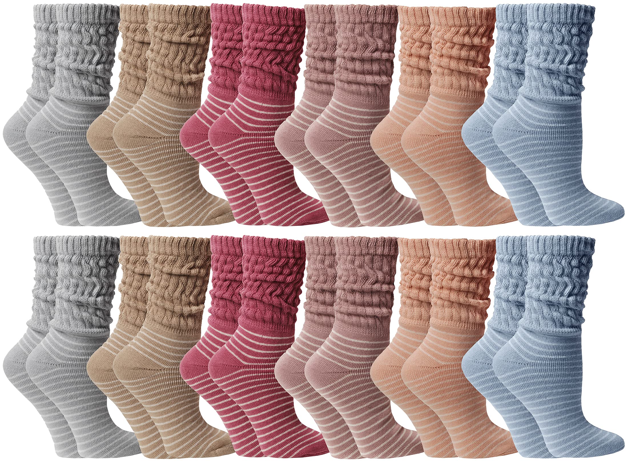 12 Pack Yacht & Smith Womens Cotton Slouch Socks, Knee High Boot Socks - Picture 27 of 52