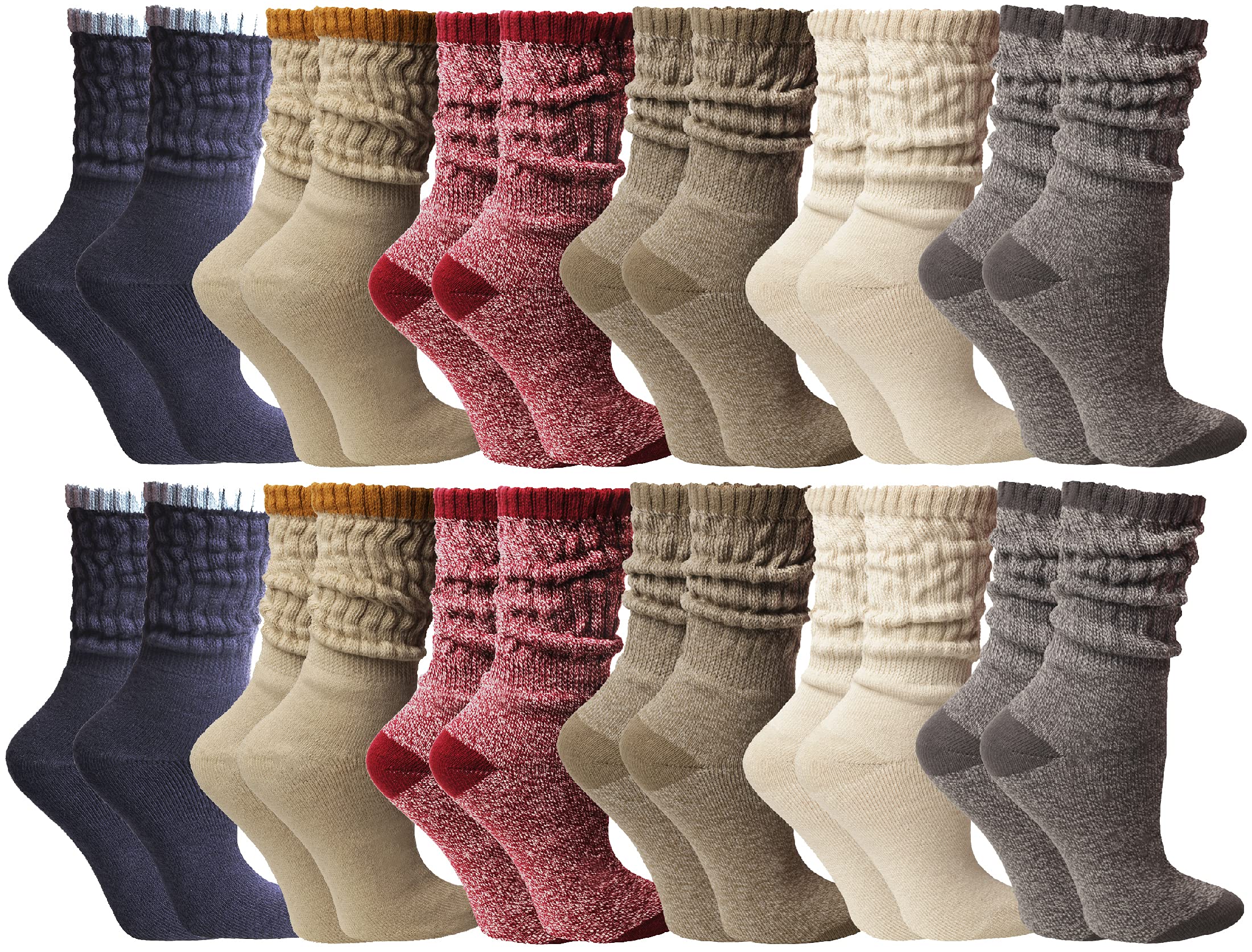 12 Pack Yacht & Smith Womens Cotton Slouch Socks, Knee High Boot Socks - Picture 13 of 52