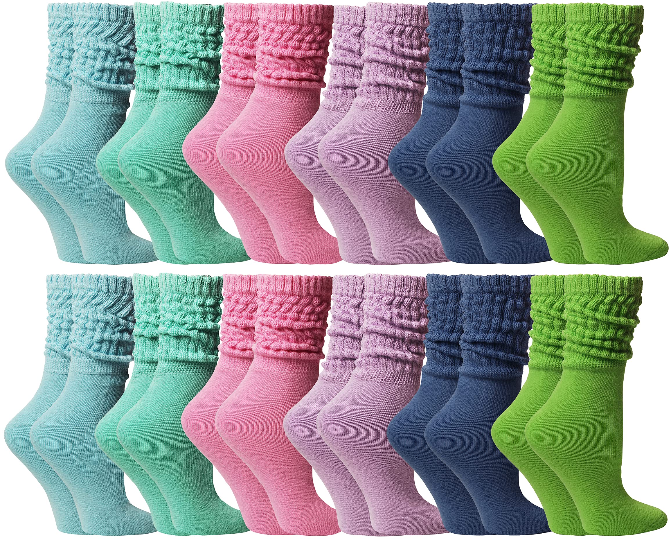 12 Pack Yacht & Smith Womens Cotton Slouch Socks, Knee High Boot Socks - Picture 34 of 52