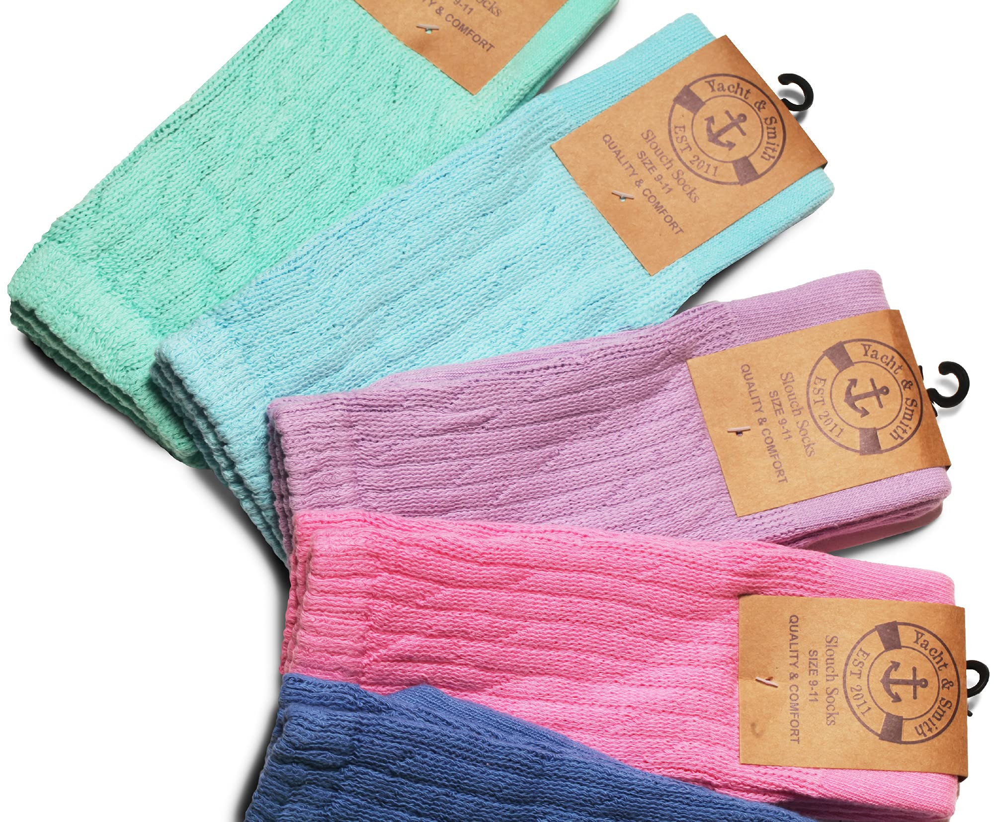 12 Pack Yacht & Smith Womens Cotton Slouch Socks, Knee High Boot Socks - Picture 40 of 52