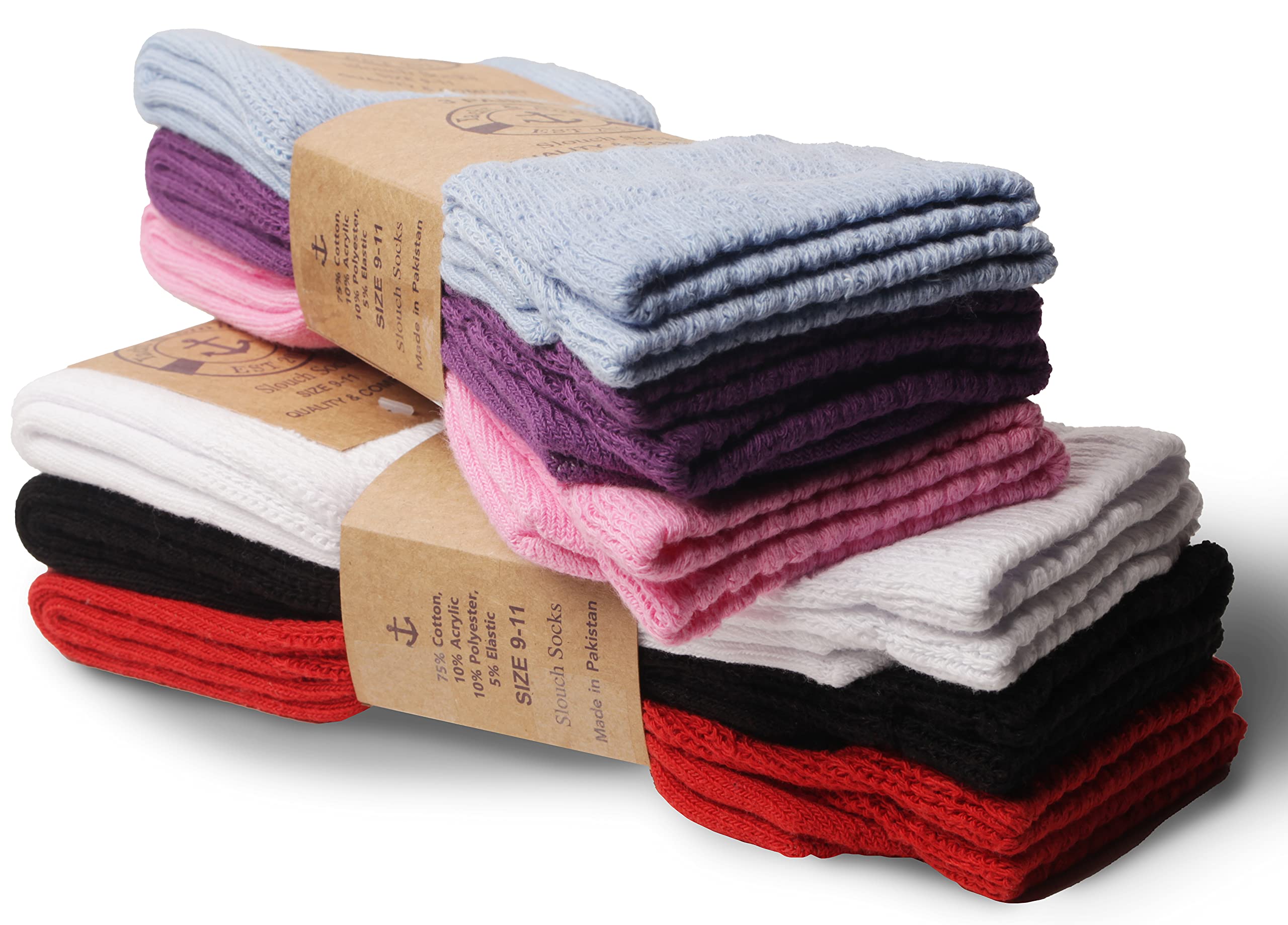 Yacht & Smith Womens Cotton Slouch Socks, Boot Socks (12 Pairs Bold Bright(9-11) - Picture 14 of 68