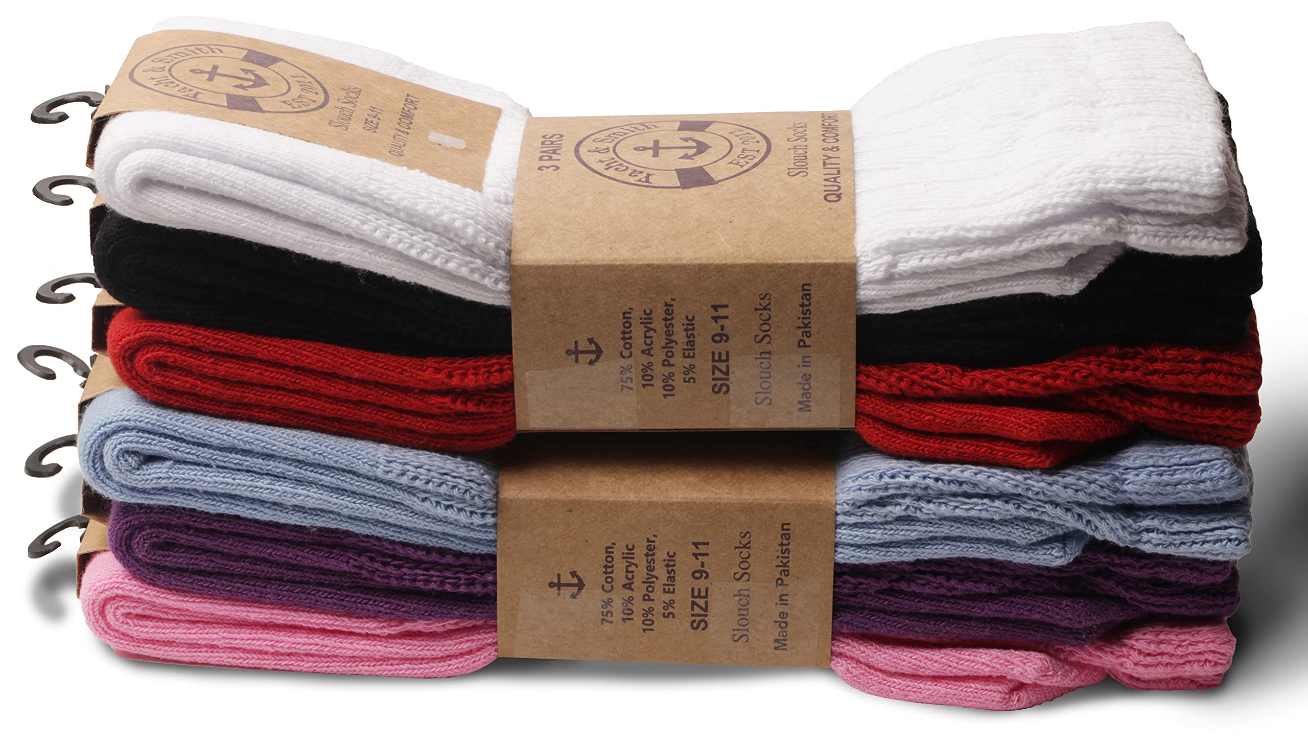 Yacht & Smith Womens Cotton Slouch Socks, Boot Socks (12 Pairs Bold Bright(9-11) - Picture 12 of 68