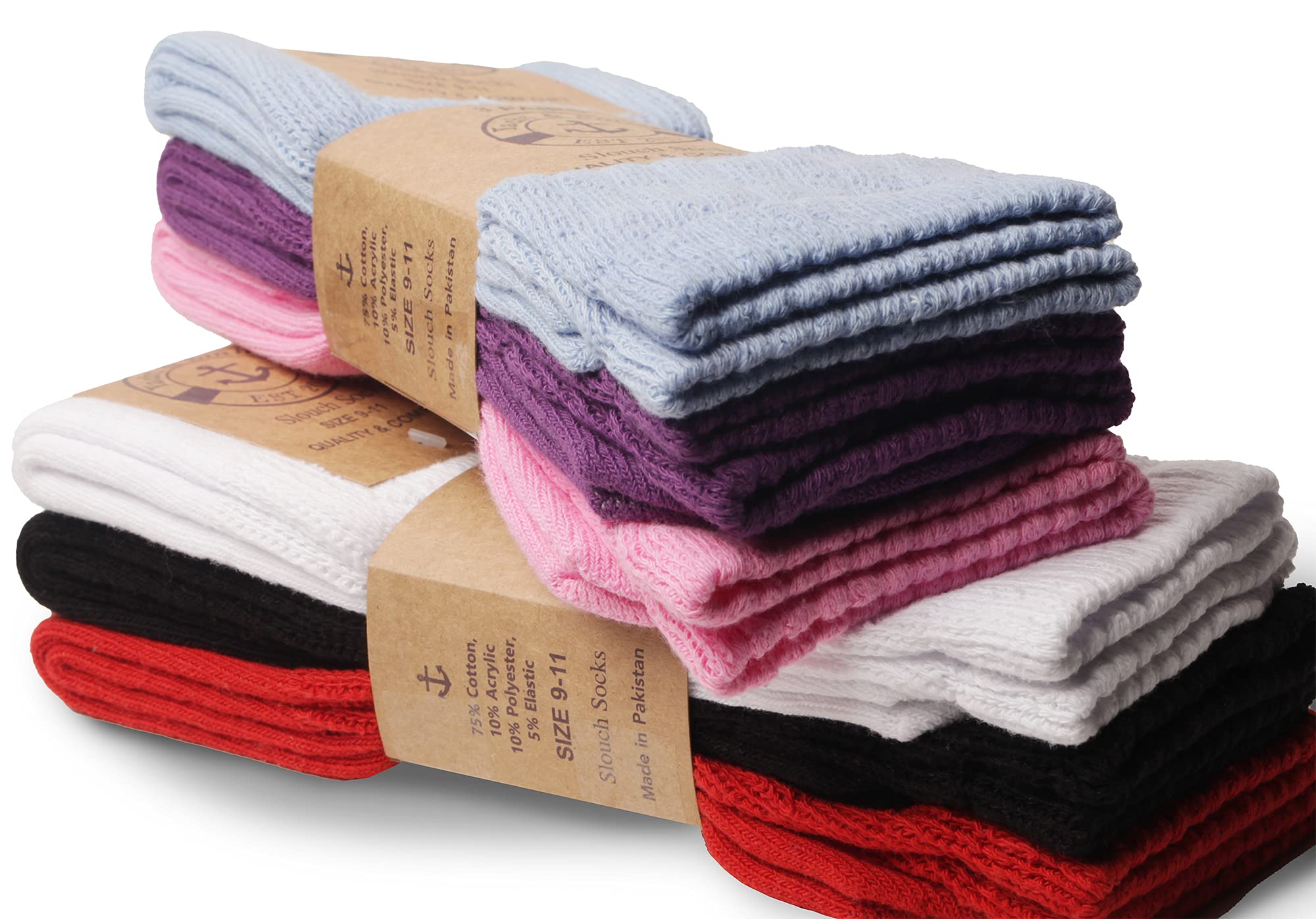 Yacht & Smith Womens Cotton Slouch Socks, Boot Socks (12 Pairs Bold Bright(9-11) - Picture 6 of 68