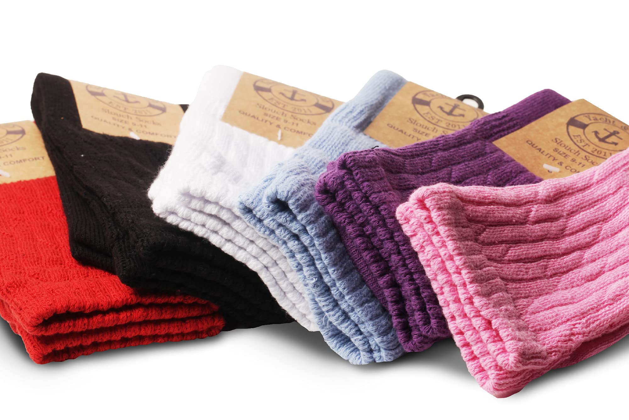 Yacht & Smith Womens Cotton Slouch Socks, Boot Socks (12 Pairs Bold Bright(9-11) - Picture 3 of 68