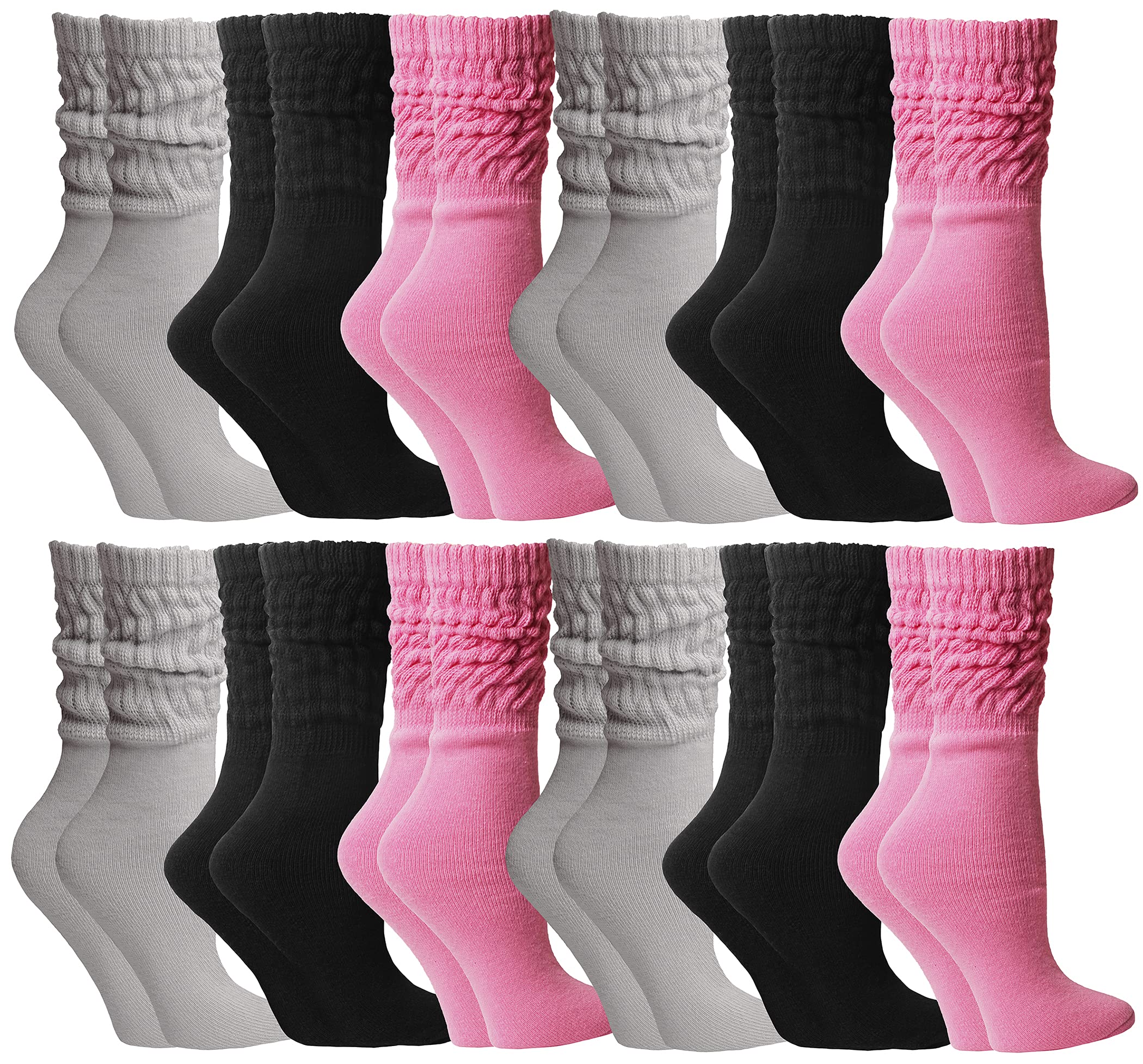 12 Pack Yacht & Smith Womens Cotton Slouch Socks, Knee High Boot Socks - Picture 48 of 52