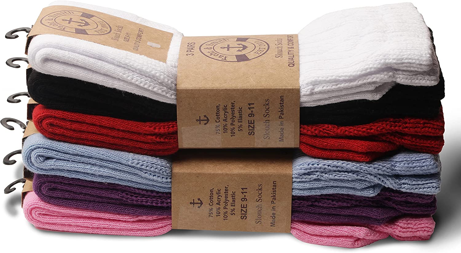 Yacht & Smith Womens Cotton Slouch Socks, Boot Socks (12 Pairs Bold Bright(9-11) - Picture 57 of 68