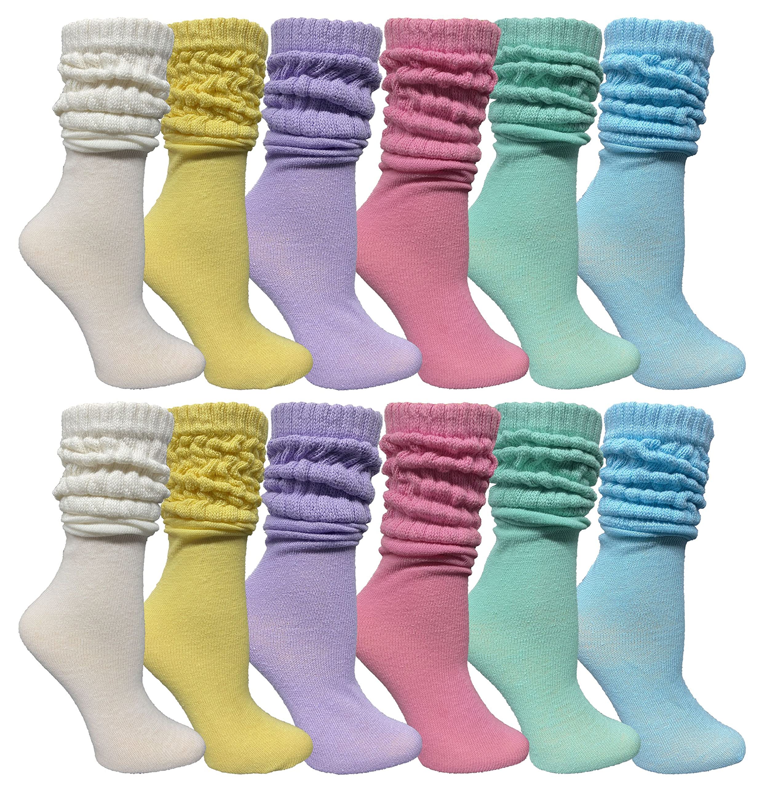 12 Pack Yacht & Smith Womens Cotton Slouch Socks, Knee High Boot Socks - Picture 2 of 52
