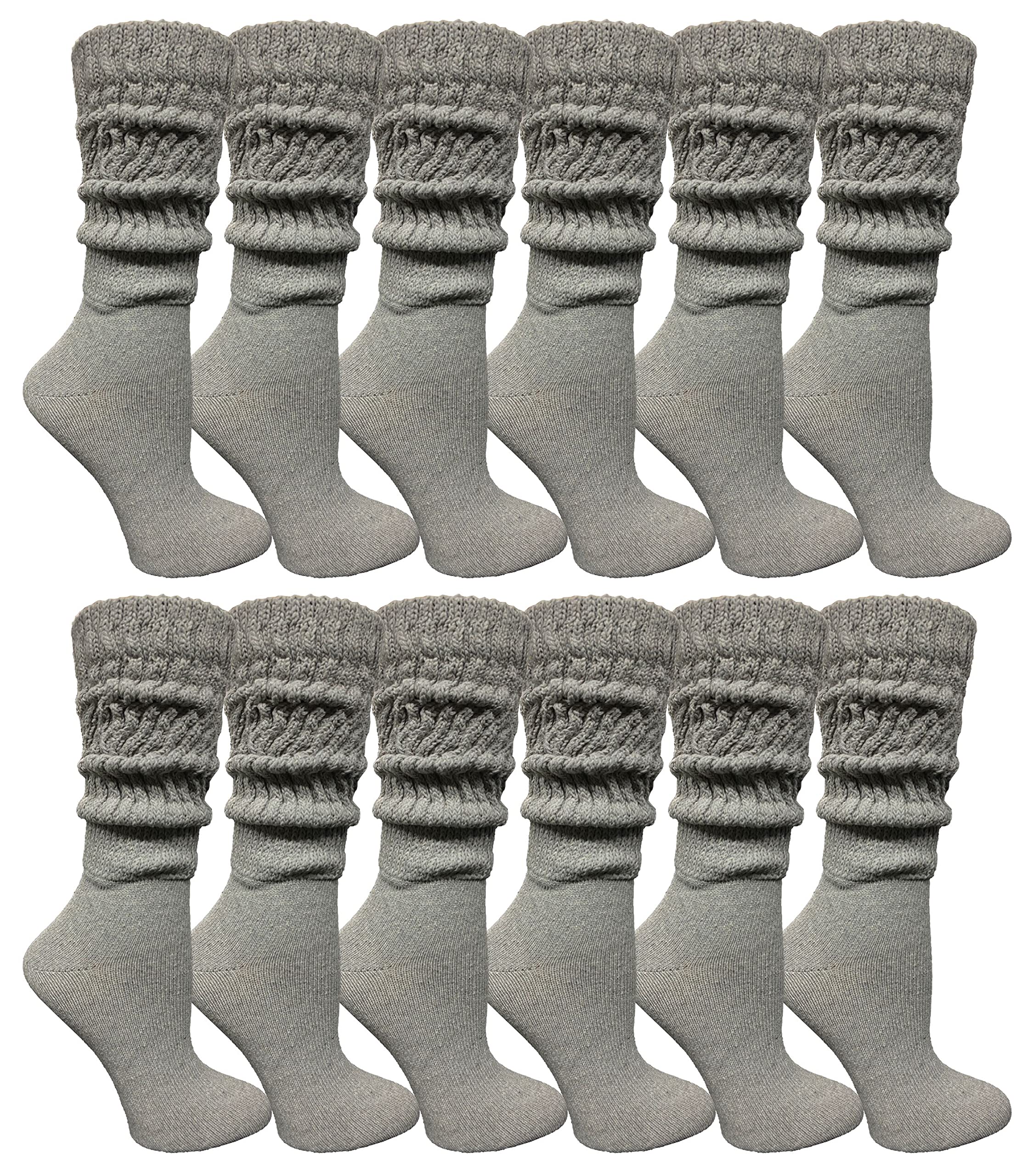 12 Pack Yacht & Smith Womens Cotton Slouch Socks, Knee High Boot Socks - Picture 9 of 52