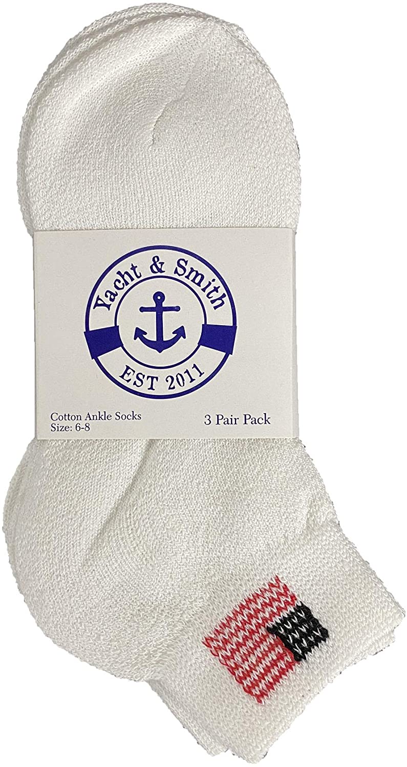 White, 6-8 72 Pk Bulk Thick Cotton Socks Wholesale Kids Crew Cut Ankle Socks