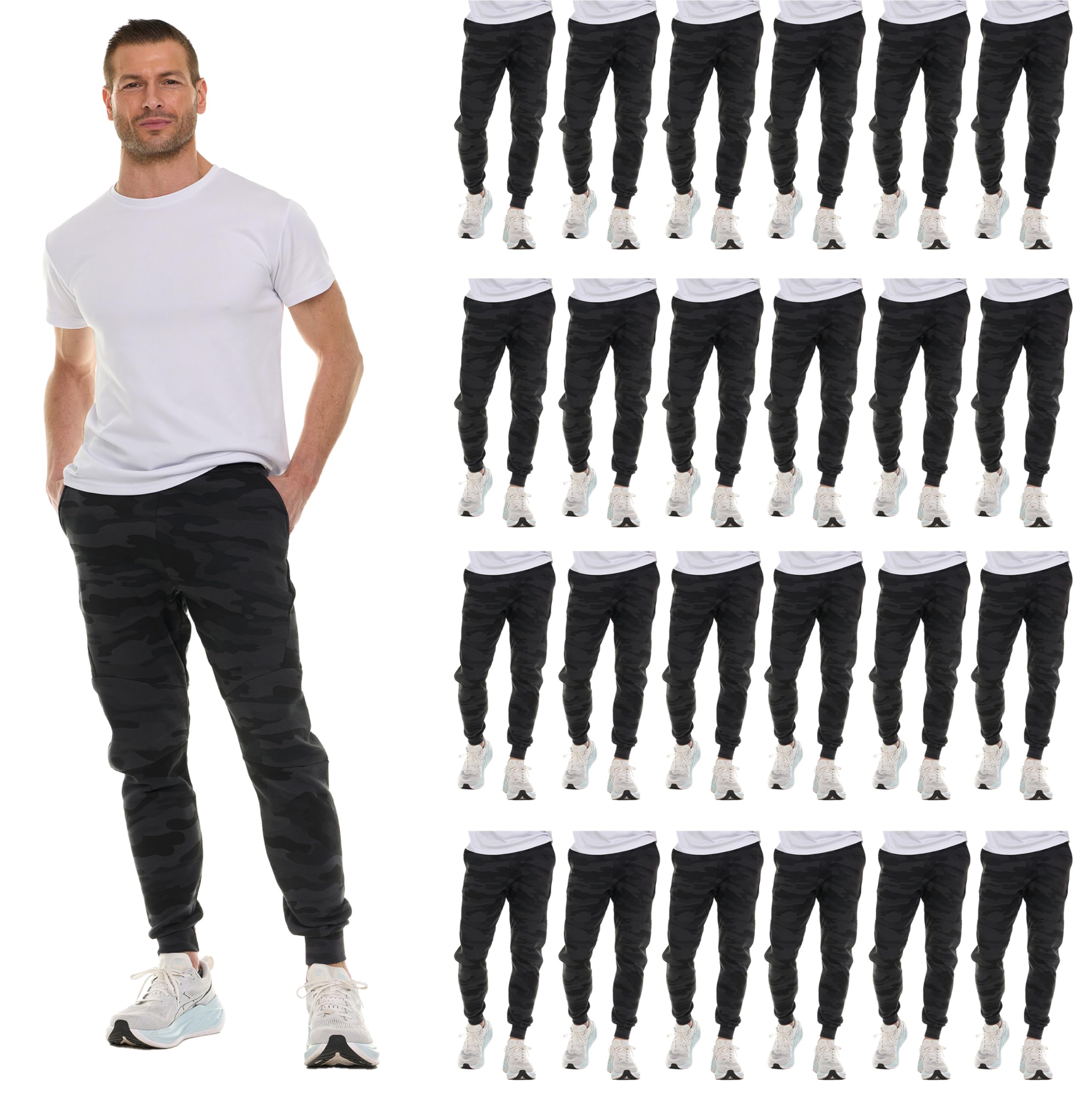 BILLIONHATS 24 Pk of Wholesale Mens Jogger Sweatpants, Homeless Shelter Donation - Picture 3 of 16