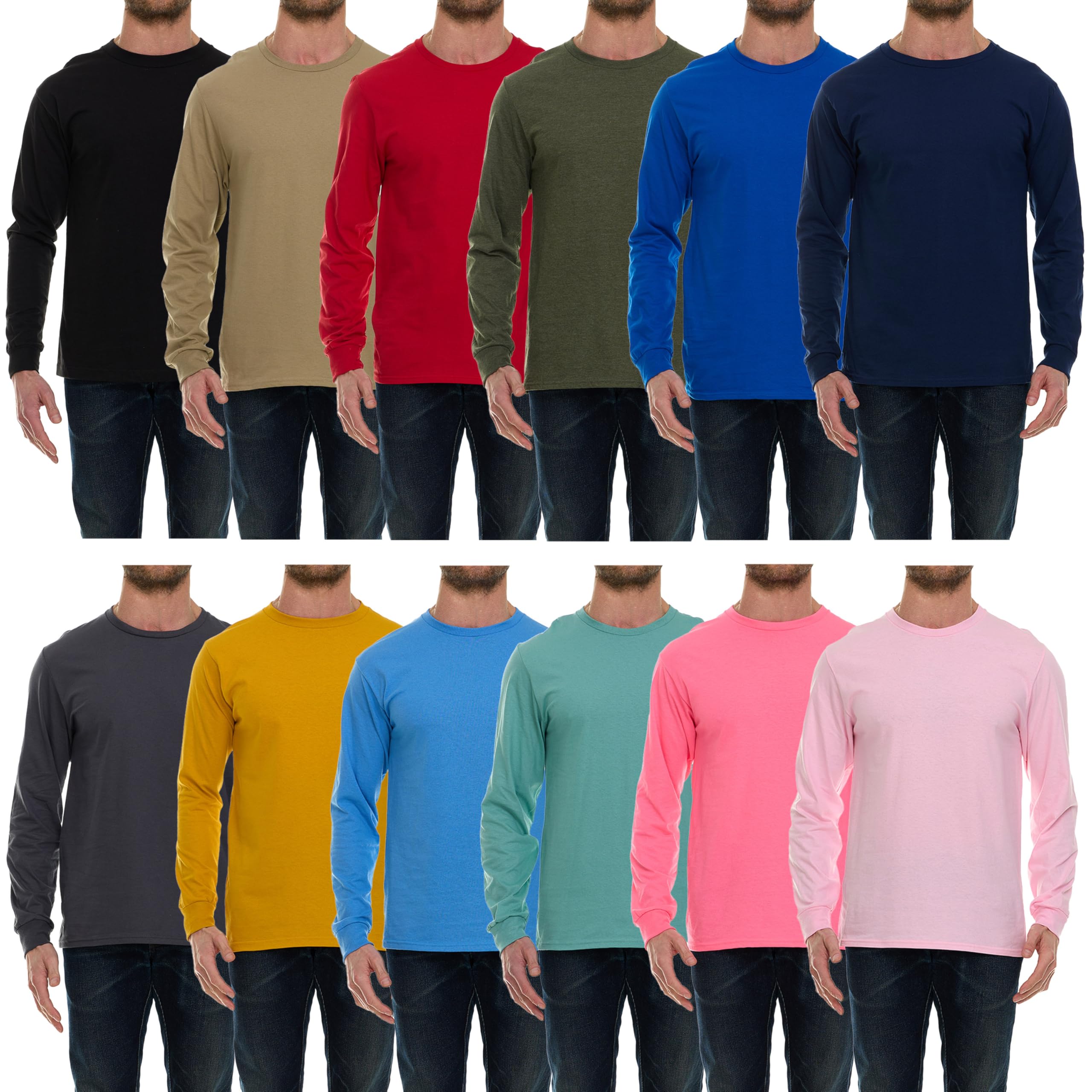 BILLIONHATS langärmlige bunte T-Shirts für Herren, Rundhalsausschnitt Bulk T-Shirts für Männer - Bild 20 von 26