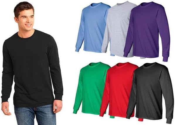 BILLIONHATS Mens Long Sleeve Colorful T-Shirts , Crew Neck Bulk Tees for Men - Picture 9 of 14
