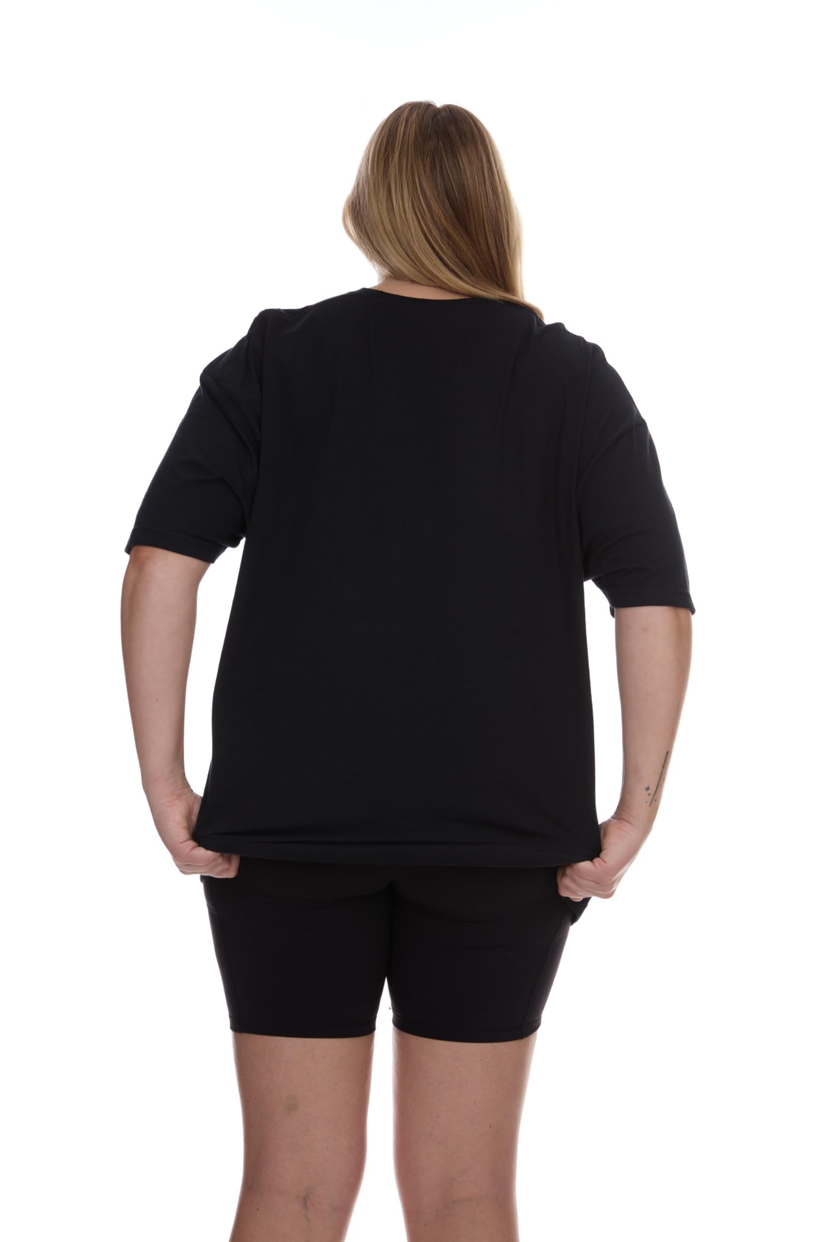 BILLIONHATS Womens Crew Neck Short Sleeve Baggy Loose Tops Oversize Tees - Picture 8 of 26