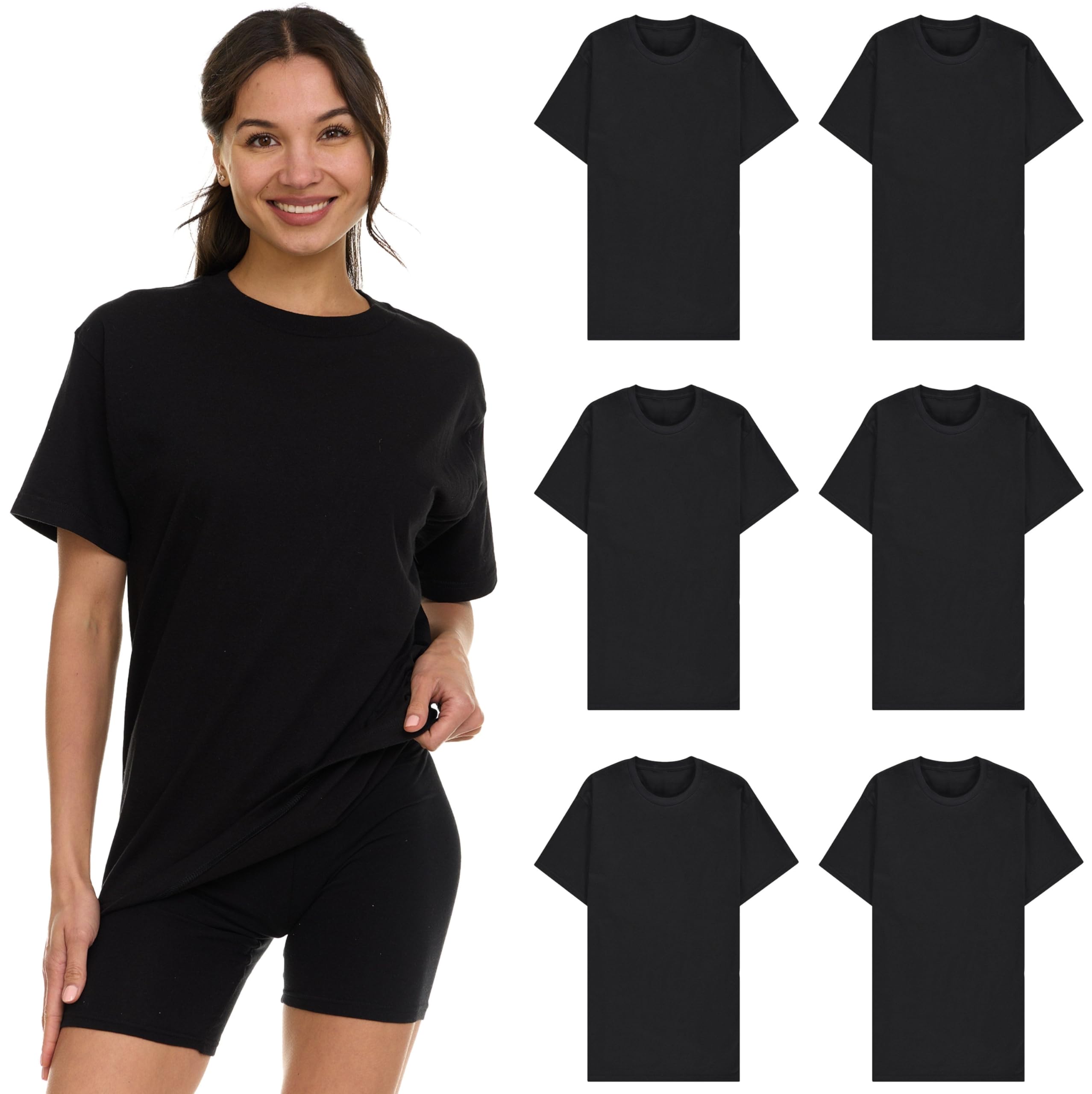 BILLIONHATS Womens Crew Neck Short Sleeve Baggy Loose Tops Oversize Tees - Picture 14 of 26
