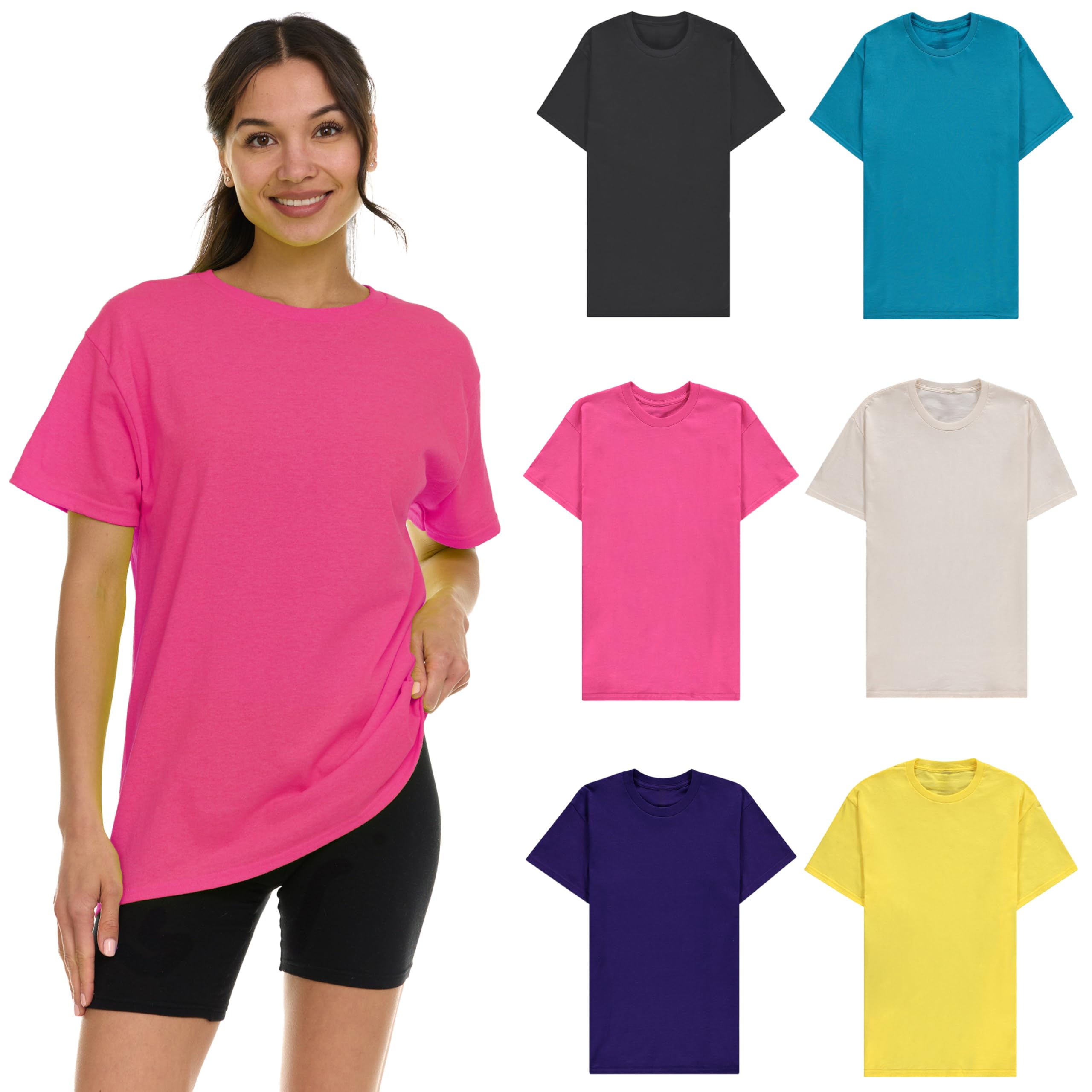 BILLIONHATS Womens Crew Neck Short Sleeve Baggy Loose Tops Oversize Tees