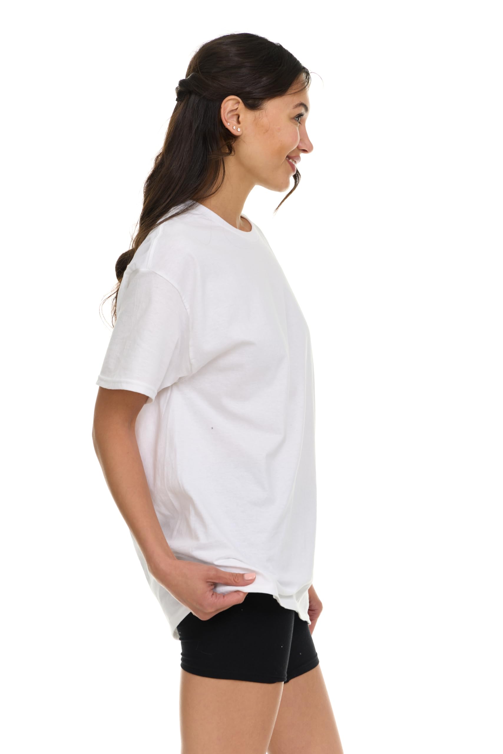BILLIONHATS Womens Crew Neck Short Sleeve Baggy Loose Tops Oversize Tees - Picture 26 of 26