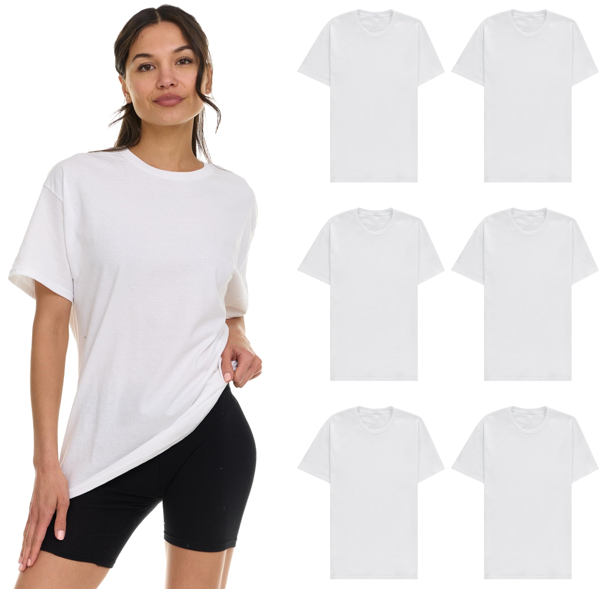 BILLIONHATS Womens Crew Neck Short Sleeve Baggy Loose Tops Oversize Tees - Picture 24 of 26
