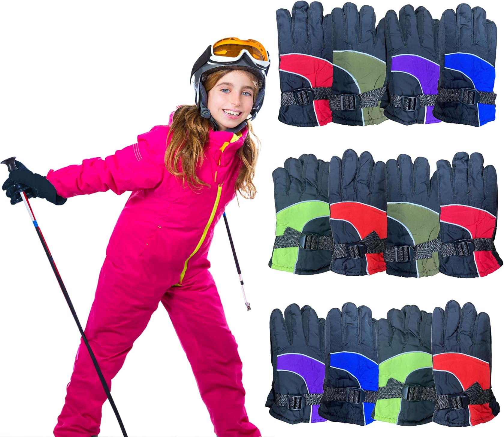 Yacht & Smith Kids Ski Glove,Fleece Lined Water Resistant Bulk Kids Winter Glove - Picture 32 of 40