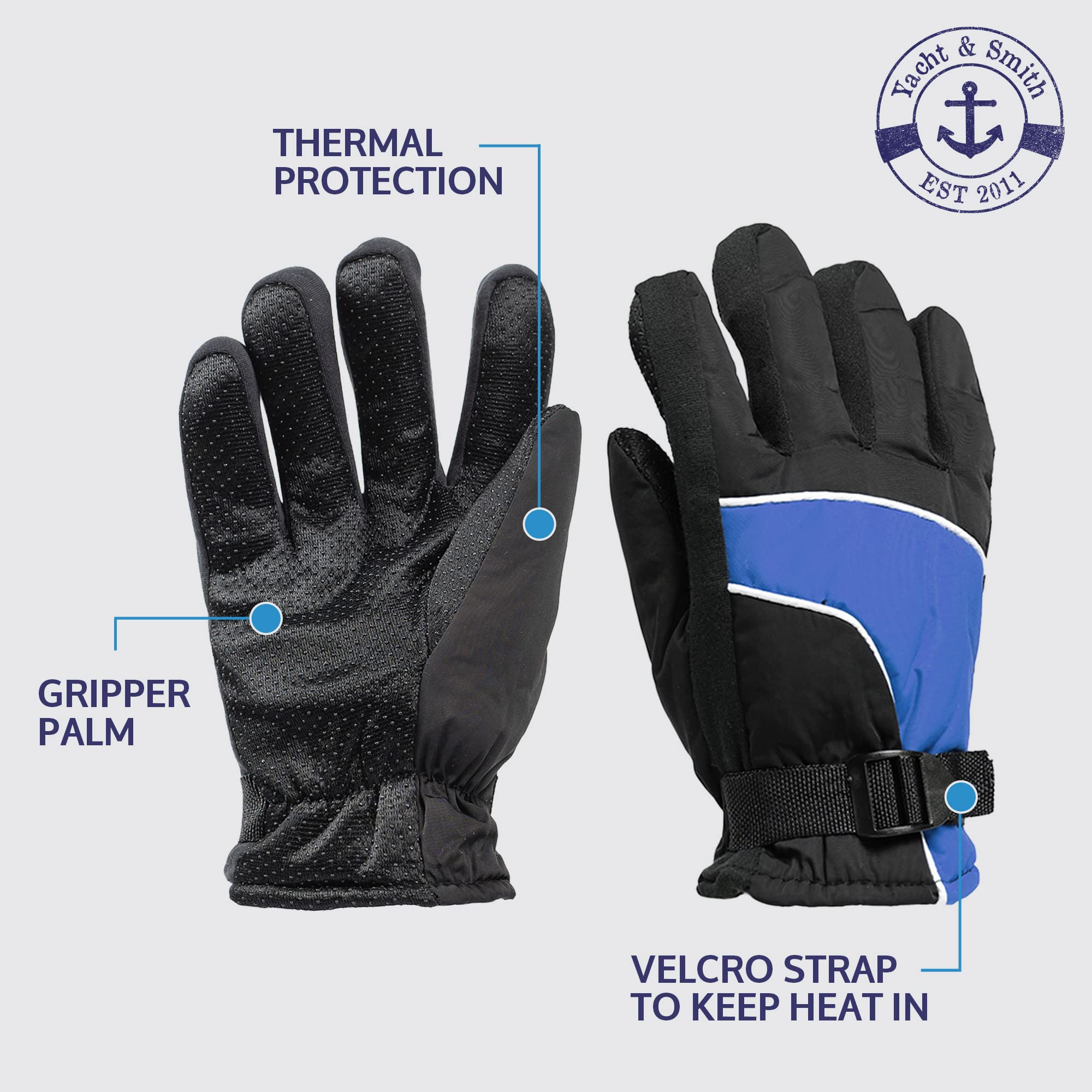 Yacht & Smith Kids Ski Glove,Fleece Lined Water Resistant Bulk Kids Winter Glove - Picture 34 of 40